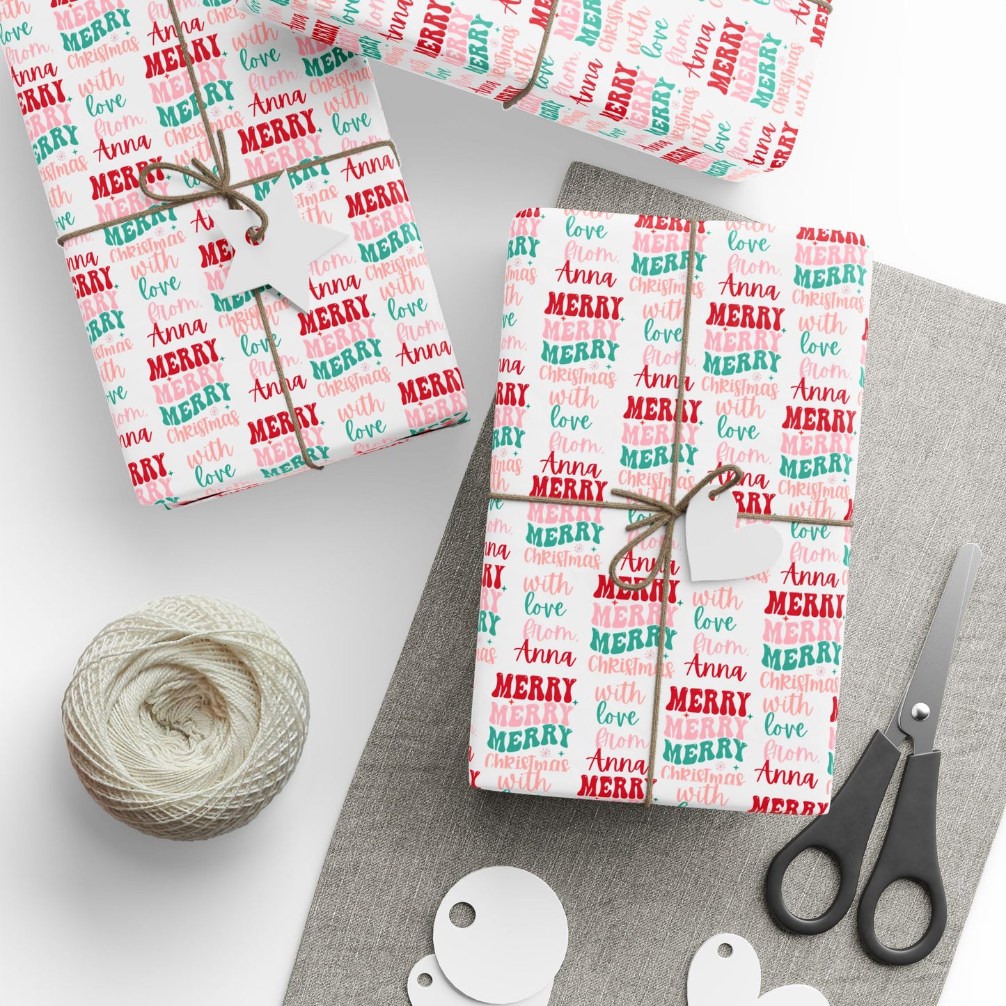 Personalized Merry Christmas Wrapping Paper | Festive Holiday Gift Wrap for Christmas Celebrations with Name