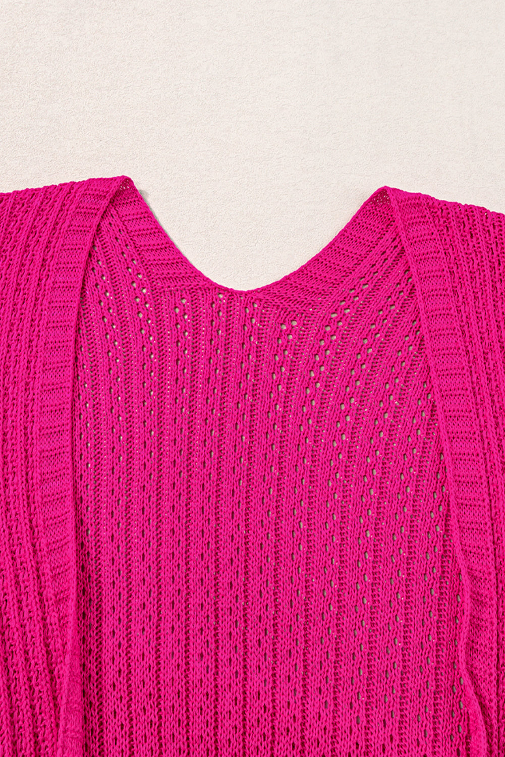 Rose Hollow-out Bracelet Sleeve Knit Cardigan