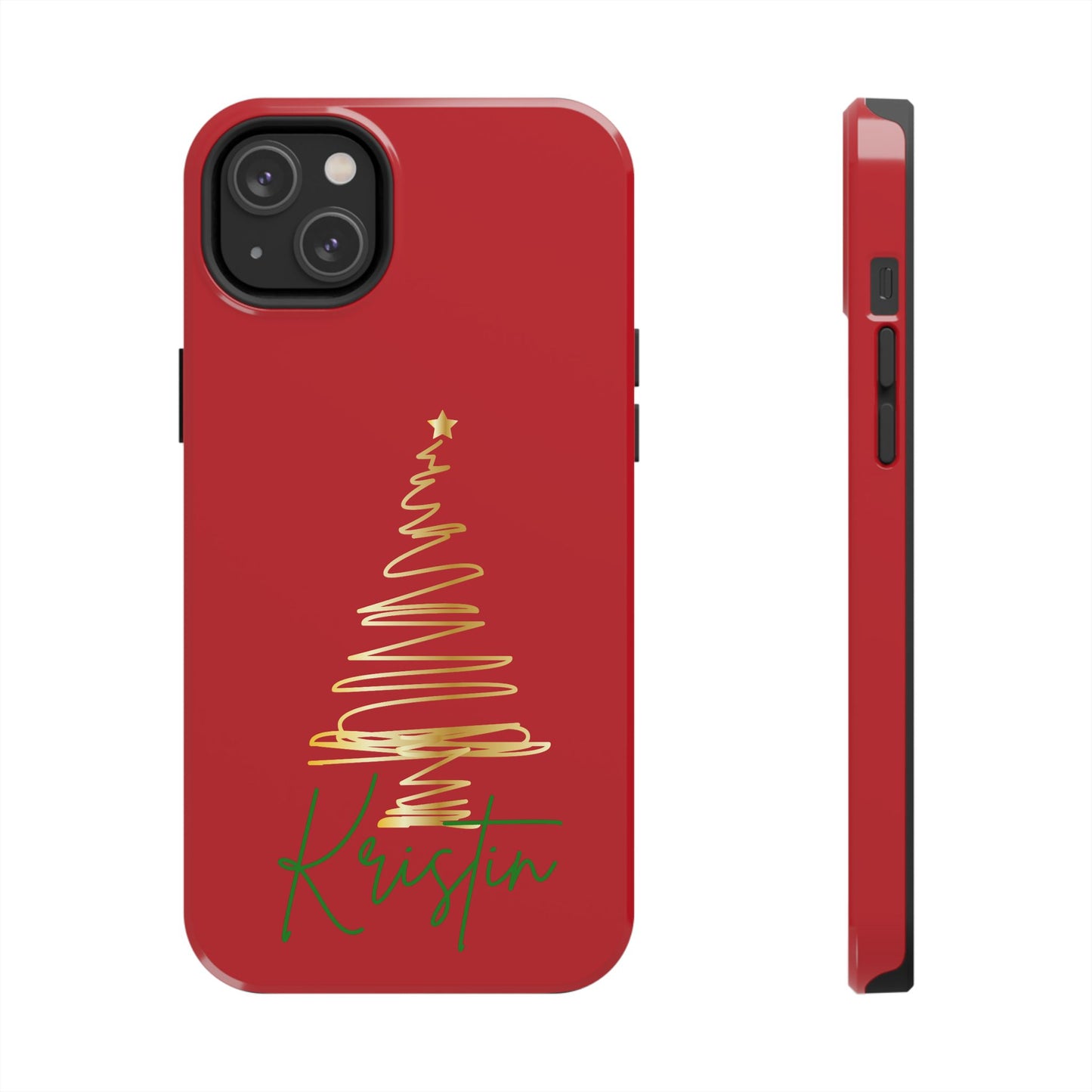 Personalized Christmas Phone Case - Red and Gold