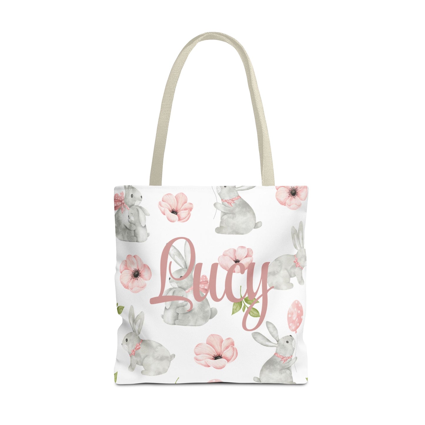 Personalized Bunny Floral Tote Bag - Customizable Tote Bag for Everyday Use