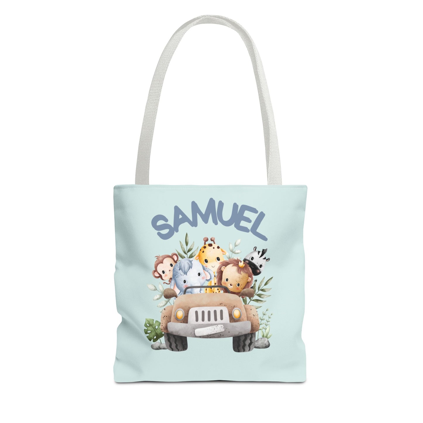 Personalized Animal Adventure Tote Bag - Cute Jungle Friends Design