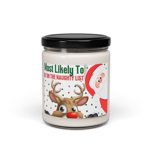 Funny Christmas Scented Soy Candle - "Be on the Naughty List", Santa Candle