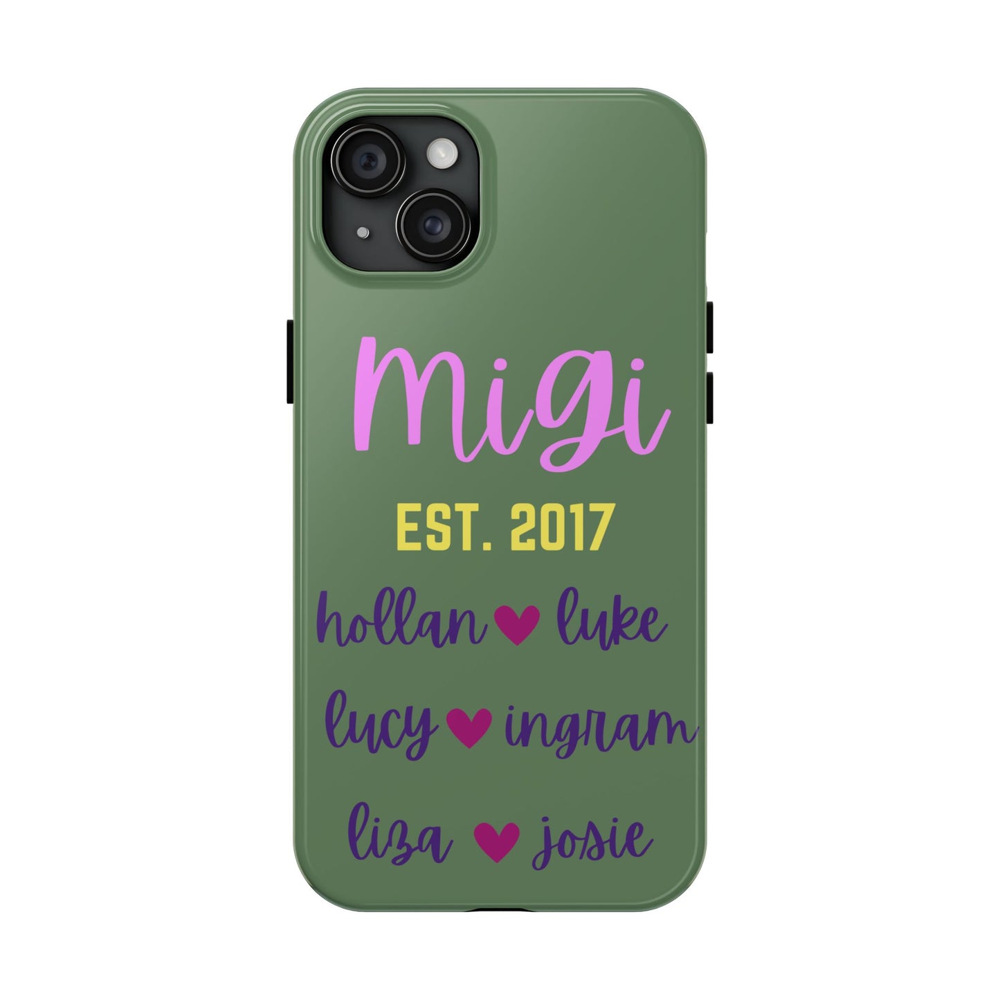 Personalized Tough Phone Case - Custom Name Design with Hearts | Perfect Gift for Family and Friends