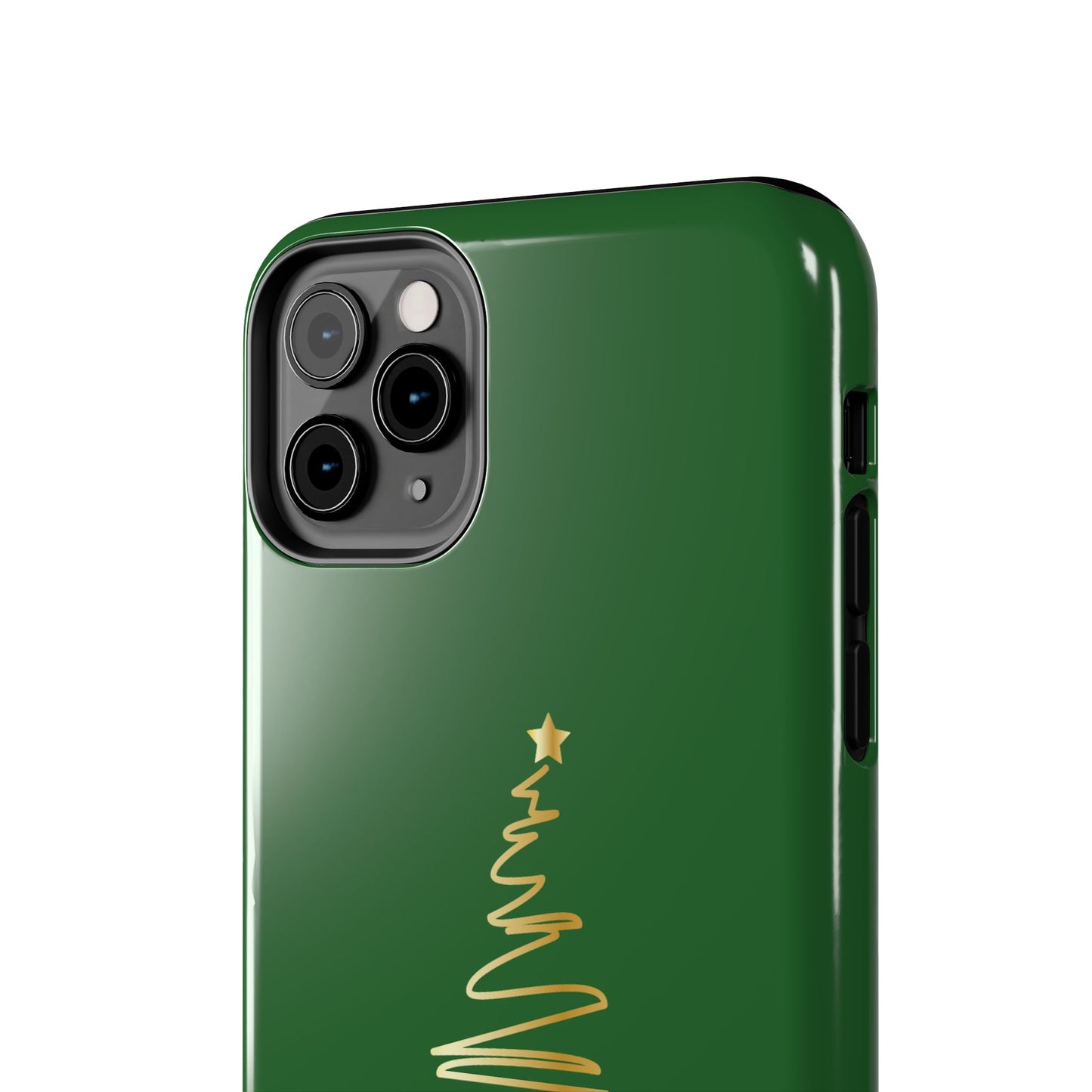 Personalized Christmas Tree Phone Case- Green and Gold