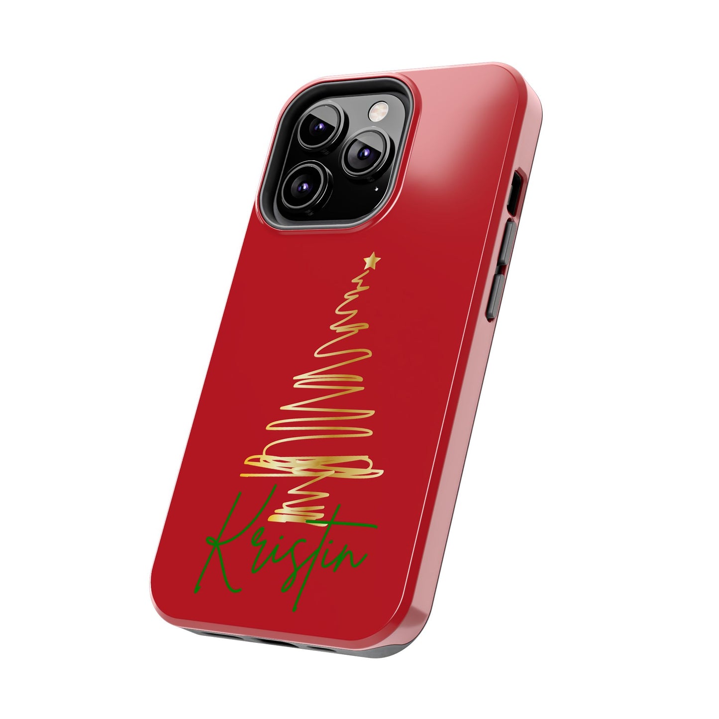 Personalized Christmas Phone Case - Red and Gold