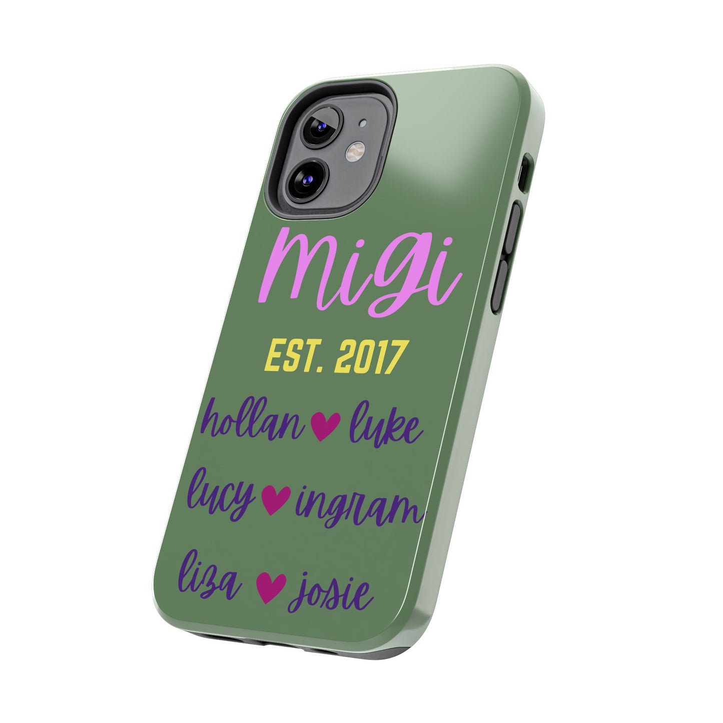 Personalized Tough Phone Case - Custom Name Design with Hearts | Perfect Gift for Family and Friends