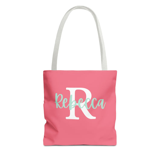 Custom Monogram Tote Bag - Stylish Pink Bag for Her