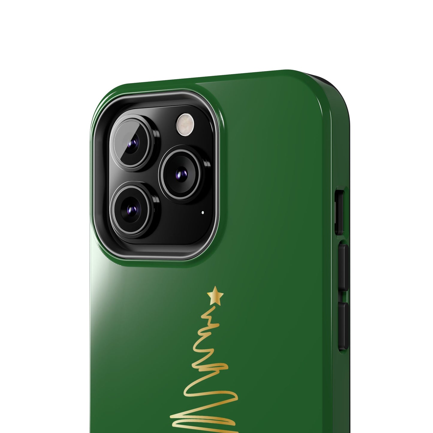 Personalized Christmas Tree Phone Case- Green and Gold