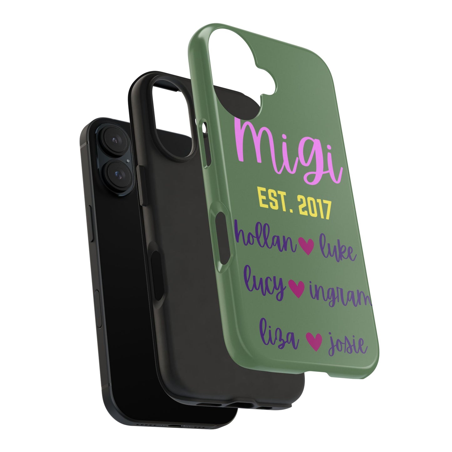 Personalized Tough Phone Case - Custom Name Design with Hearts | Perfect Gift for Family and Friends