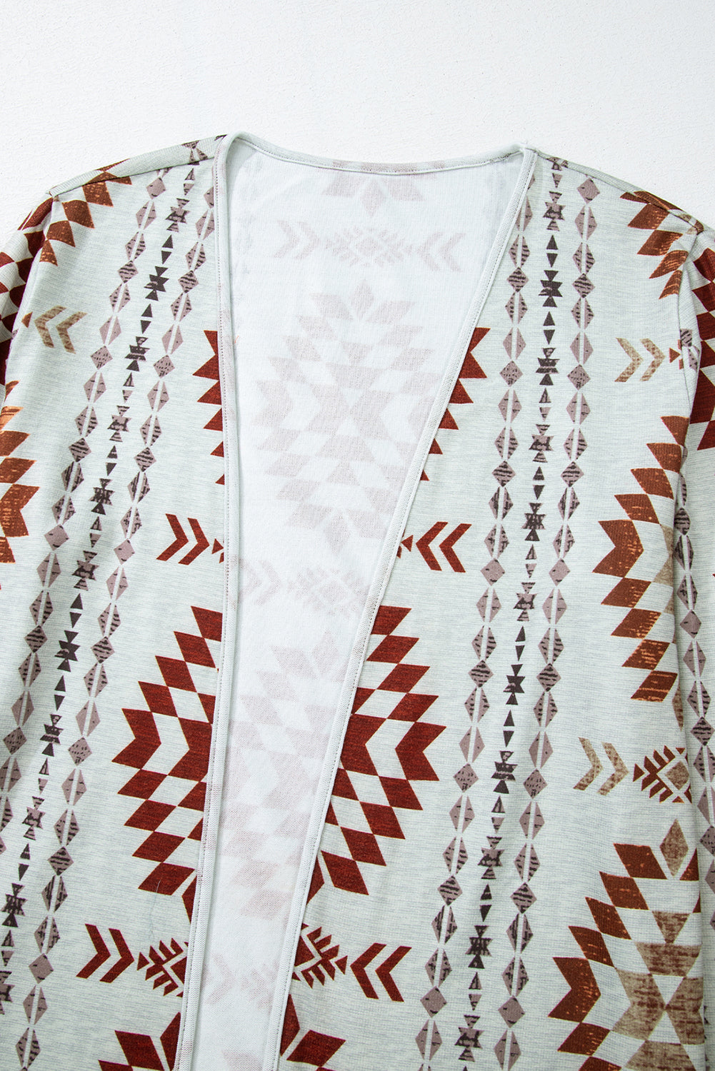 Brown Western Aztec Printed Open Front Long Cardigan