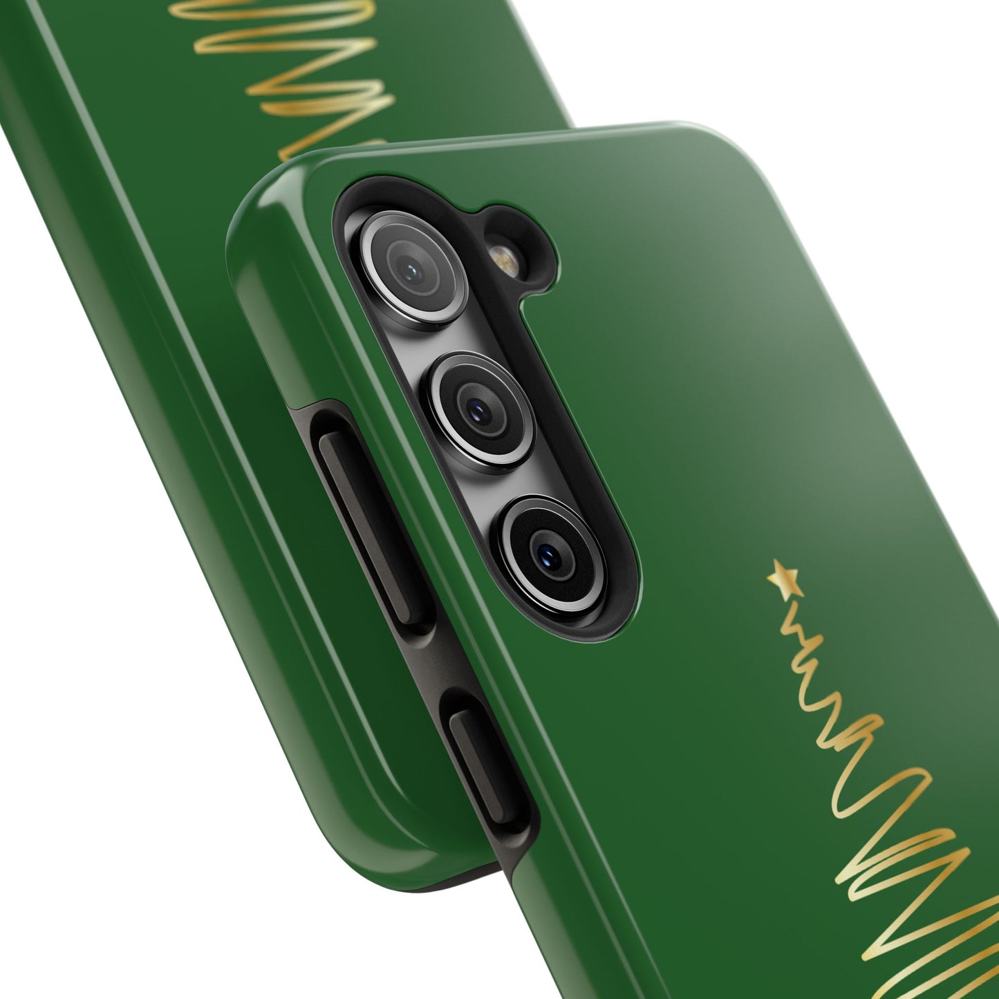 Personalized Christmas Tree Phone Case- Green and Gold