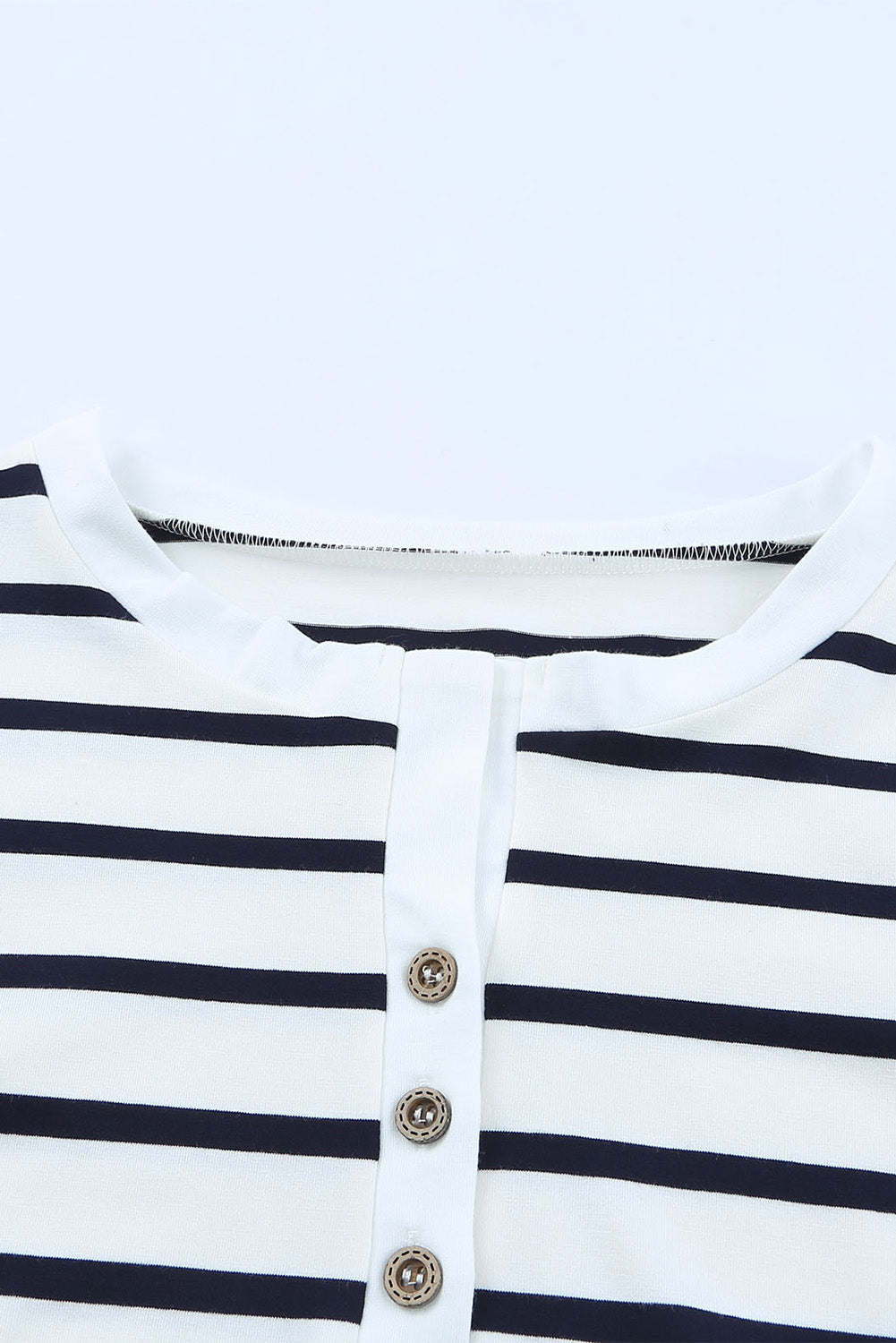 Long Sleeve Stripe Button Henley Top