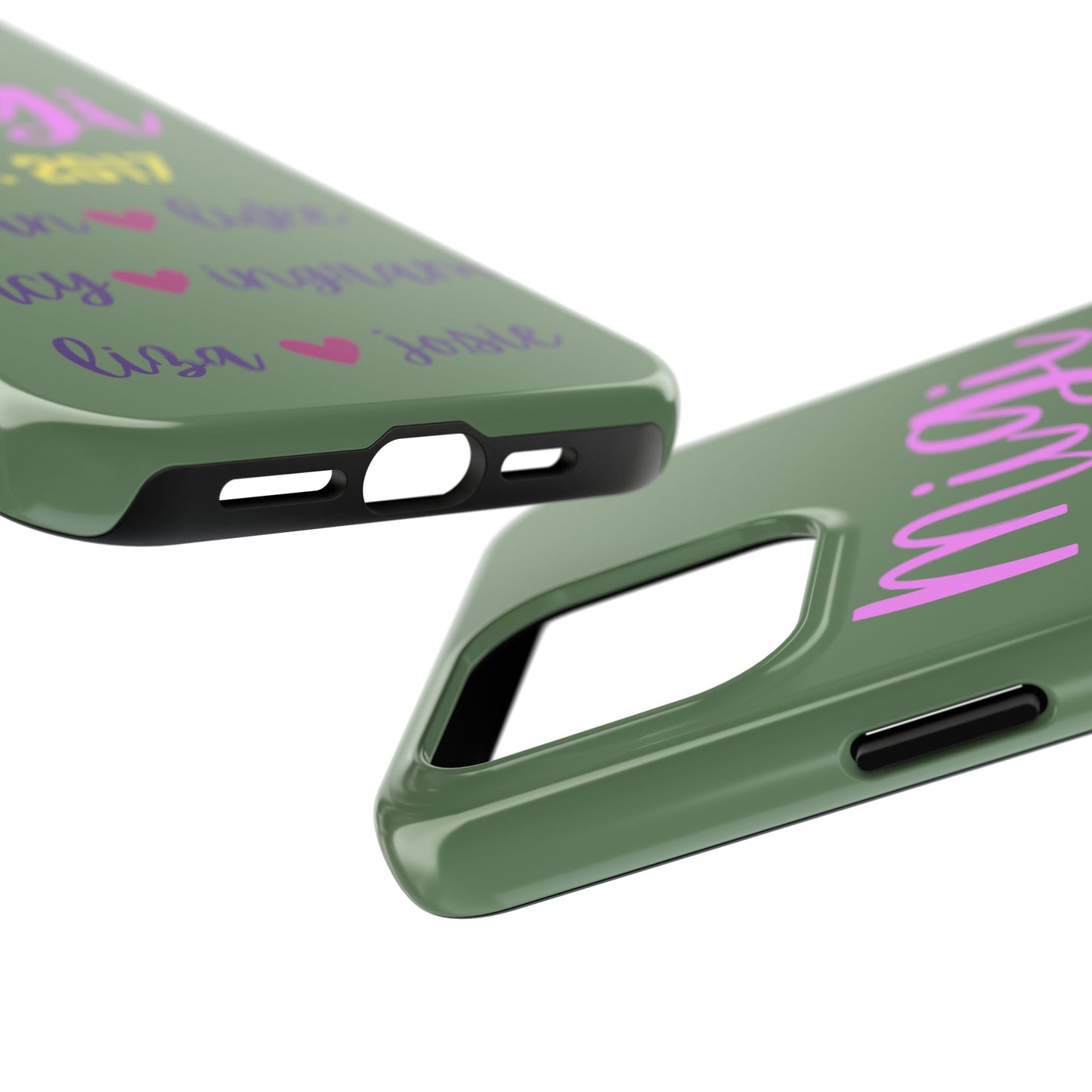 Personalized Tough Phone Case - Custom Name Design with Hearts | Perfect Gift for Family and Friends