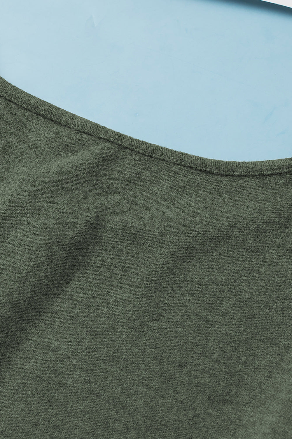 Mist Green Plus Size Snap Button Henley Top