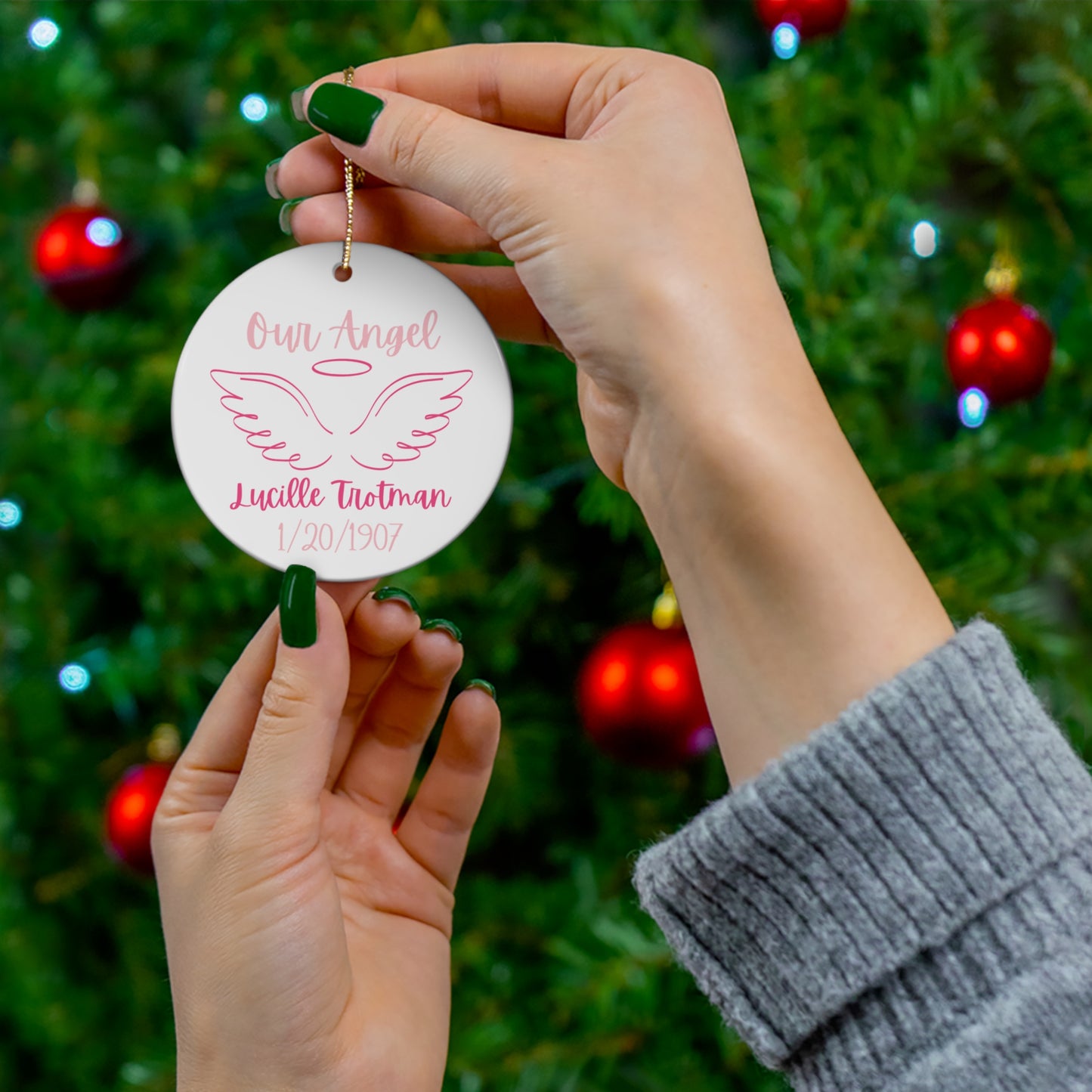 Personalized Angel Memorial Ceramic Ornament - 4 Unique Shapes