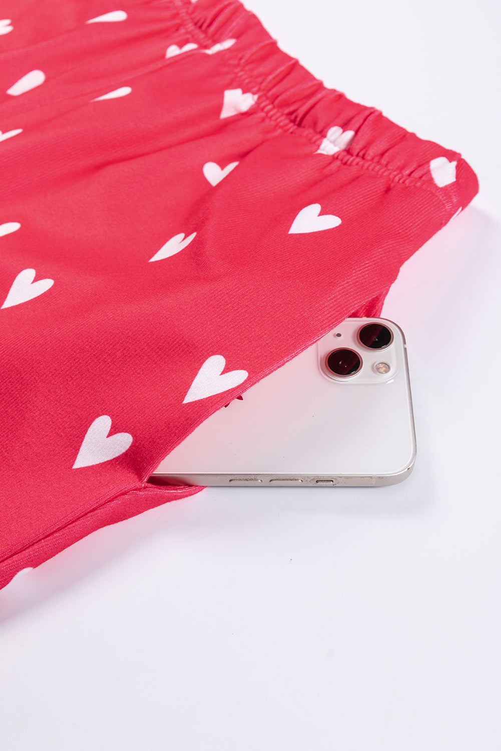 Fiery Red Valentines Heart Print Pants Set