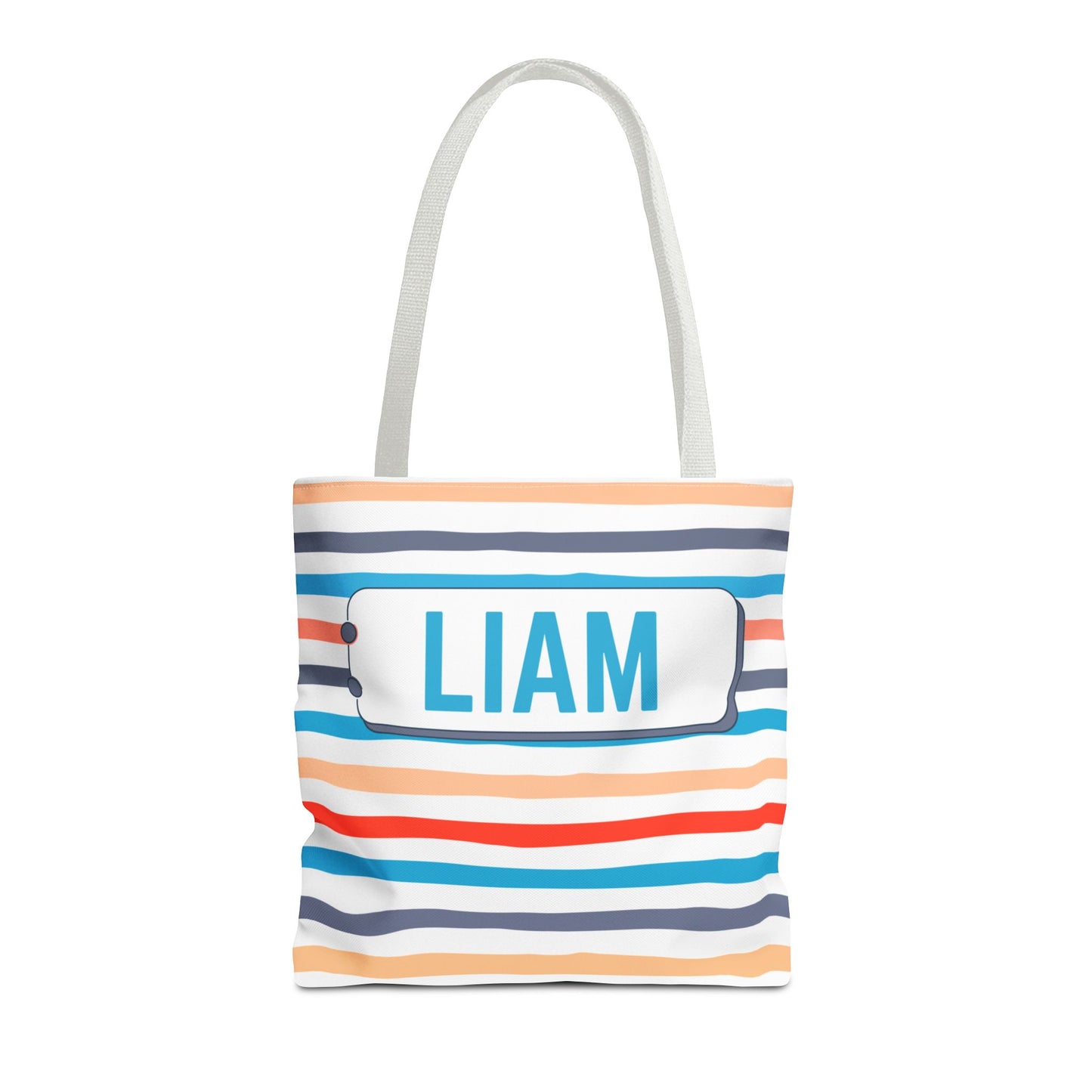 Personalized Stripe Tote Bag - Custom Name - Liam