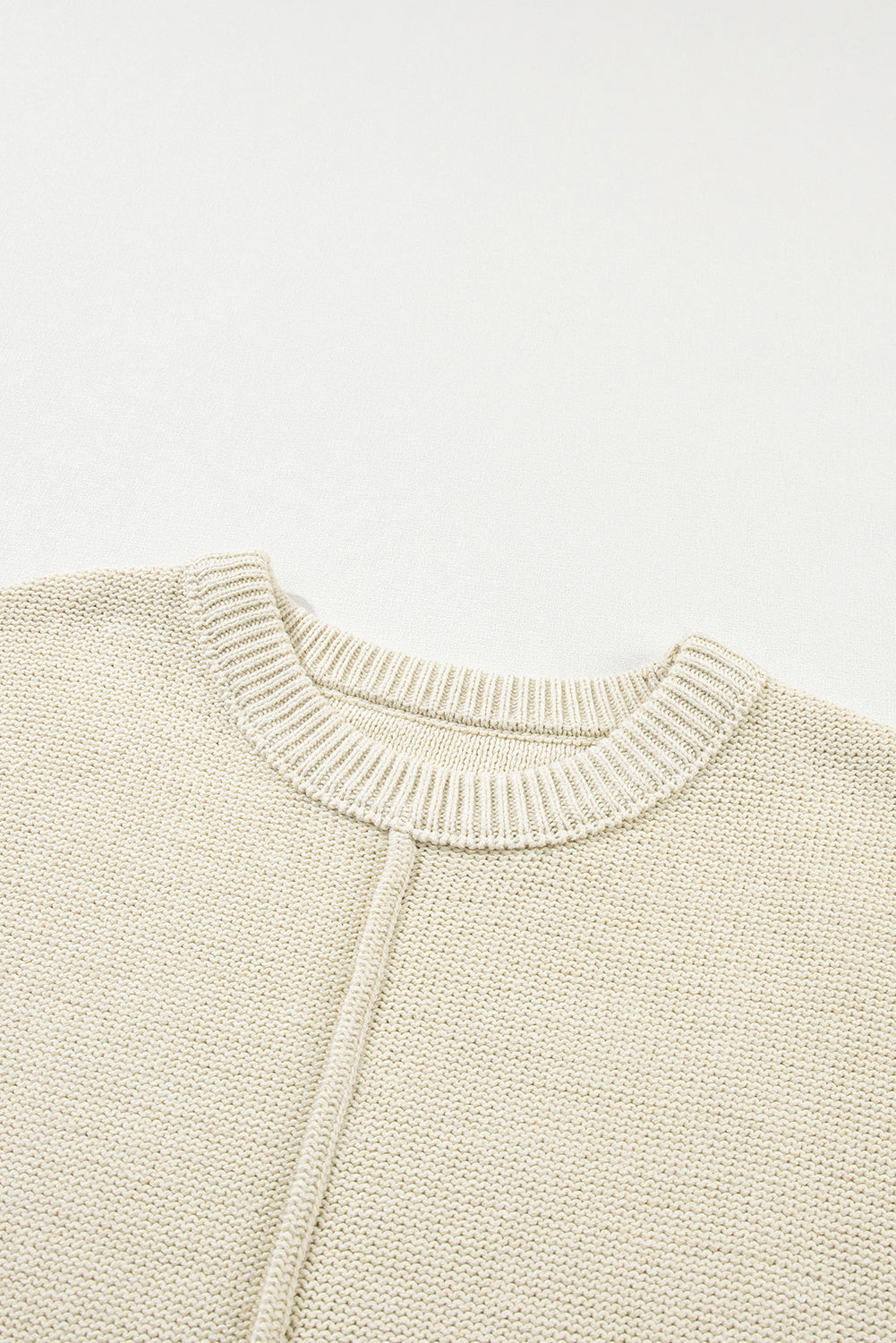 Oatmeal Solid Color Cap Sleeve Knitted Sweater