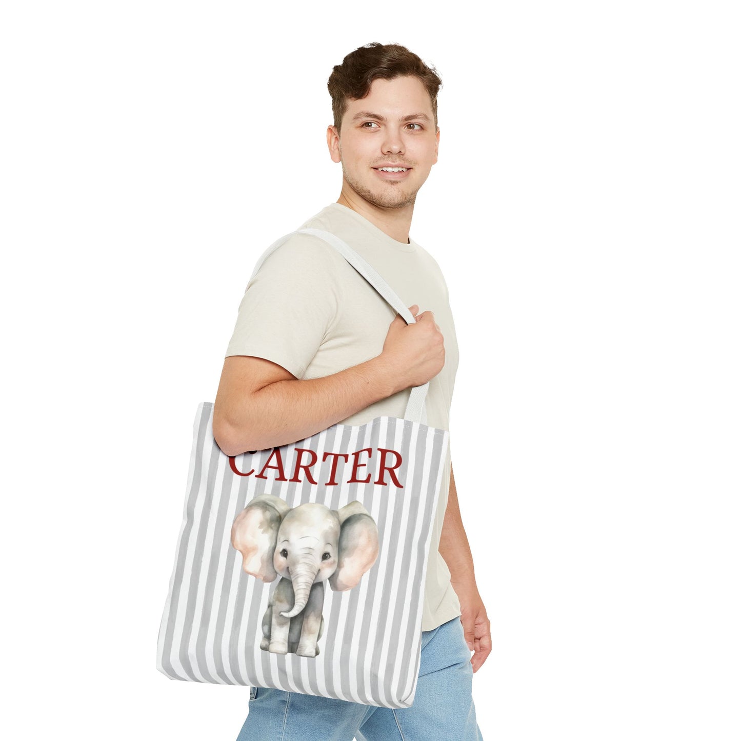 Personalized Elephant Tote Bag - Customizable Carter Design - Cute & Stylish for All Occasions