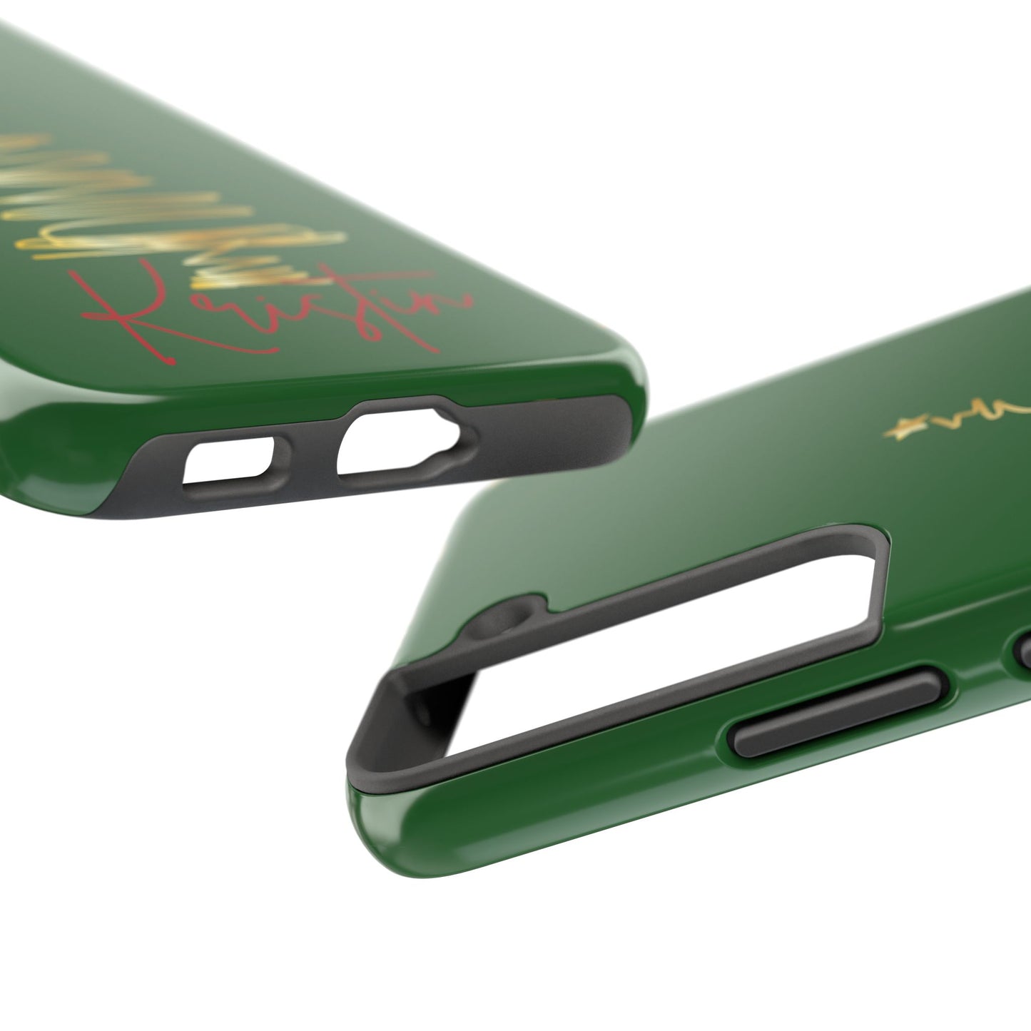 Personalized Christmas Tree Phone Case- Green and Gold