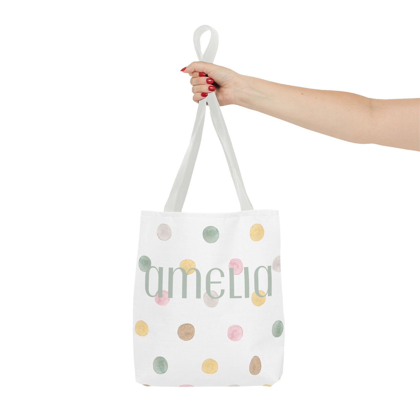 Personalized Polka Dot Tote Bag - Custom Name Bag for Everyday Use