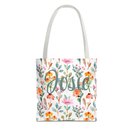 A Personalized Floral Tote Bag - Custom Name Bag for Everyday Use