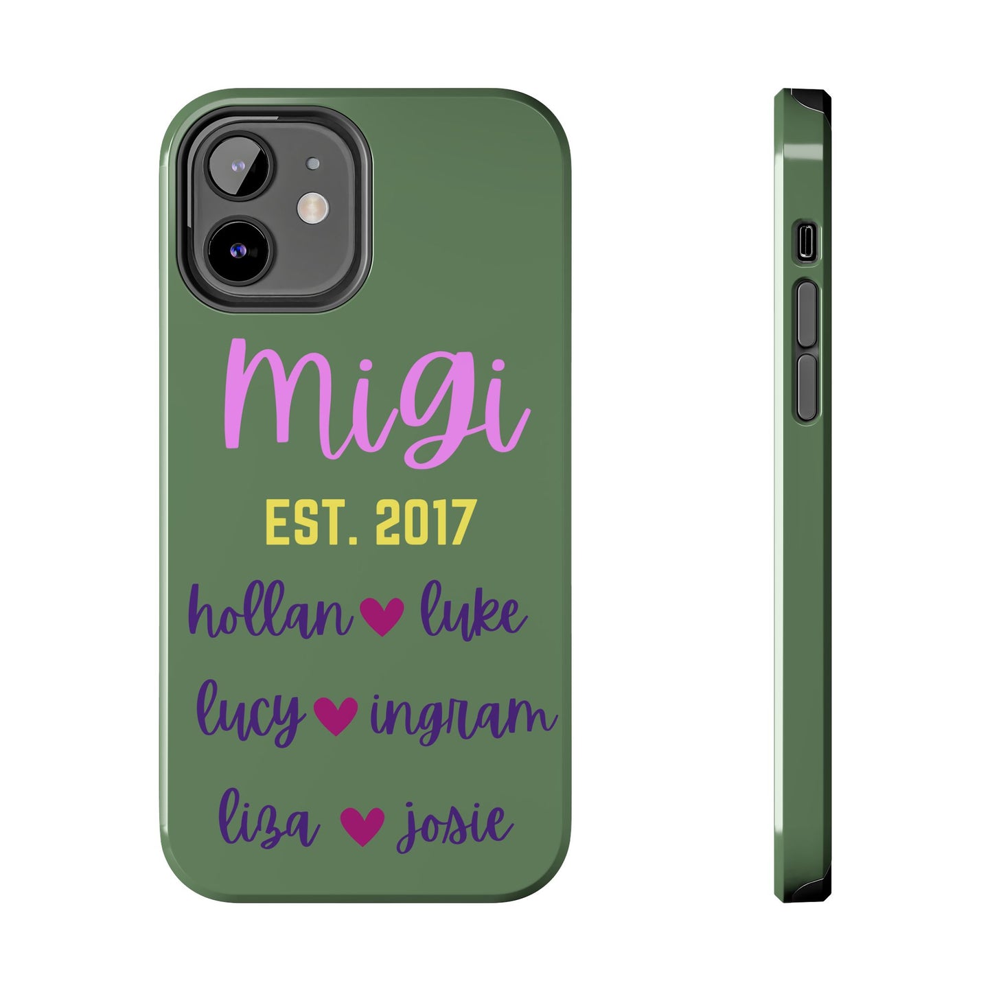 Personalized Tough Phone Case - Custom Name Design with Hearts | Perfect Gift for Family and Friends