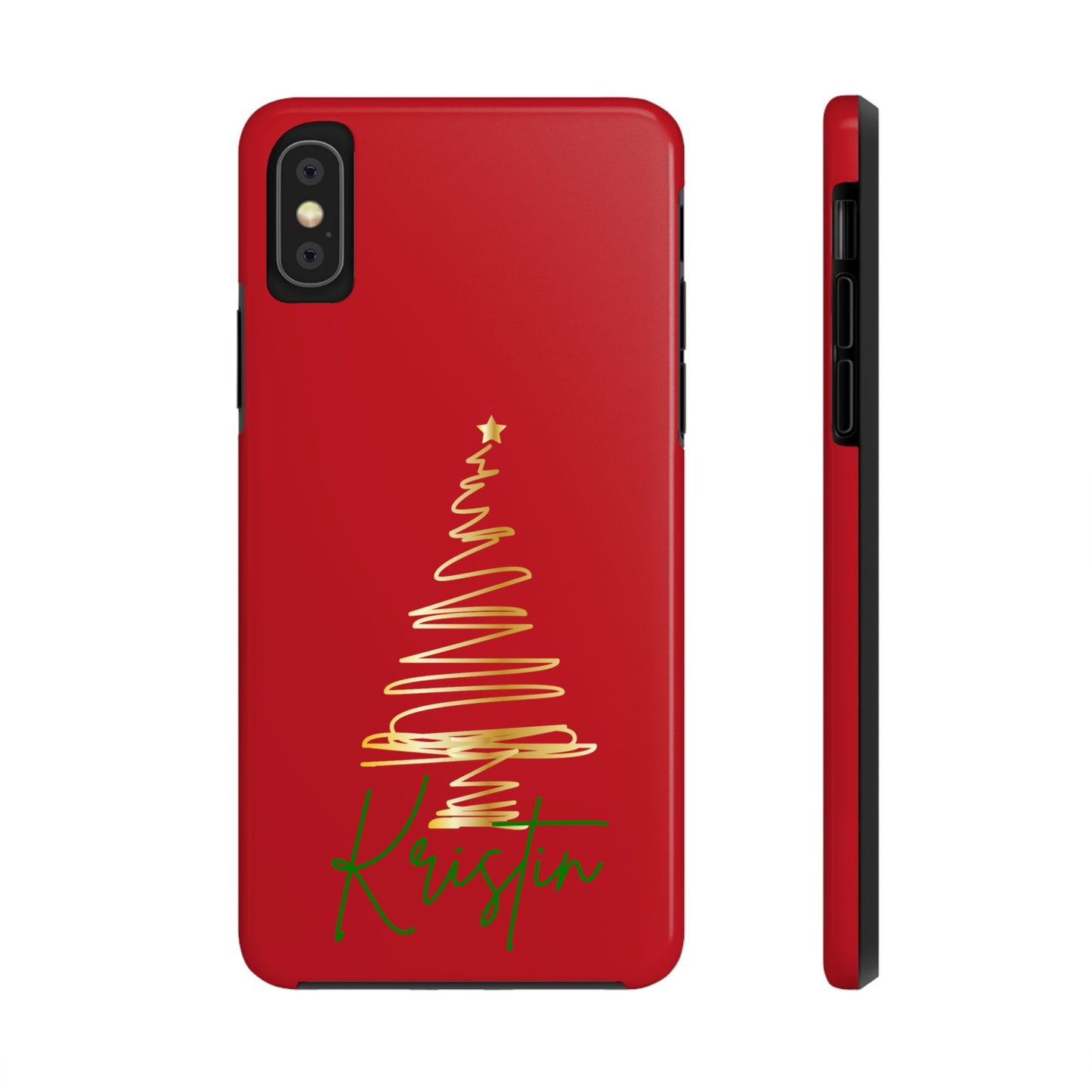 Personalized Christmas Phone Case - Red and Gold