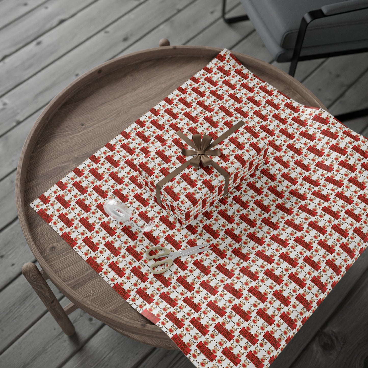 Personalized Festive Wrapping Paper for Holidays - Rudolph Design