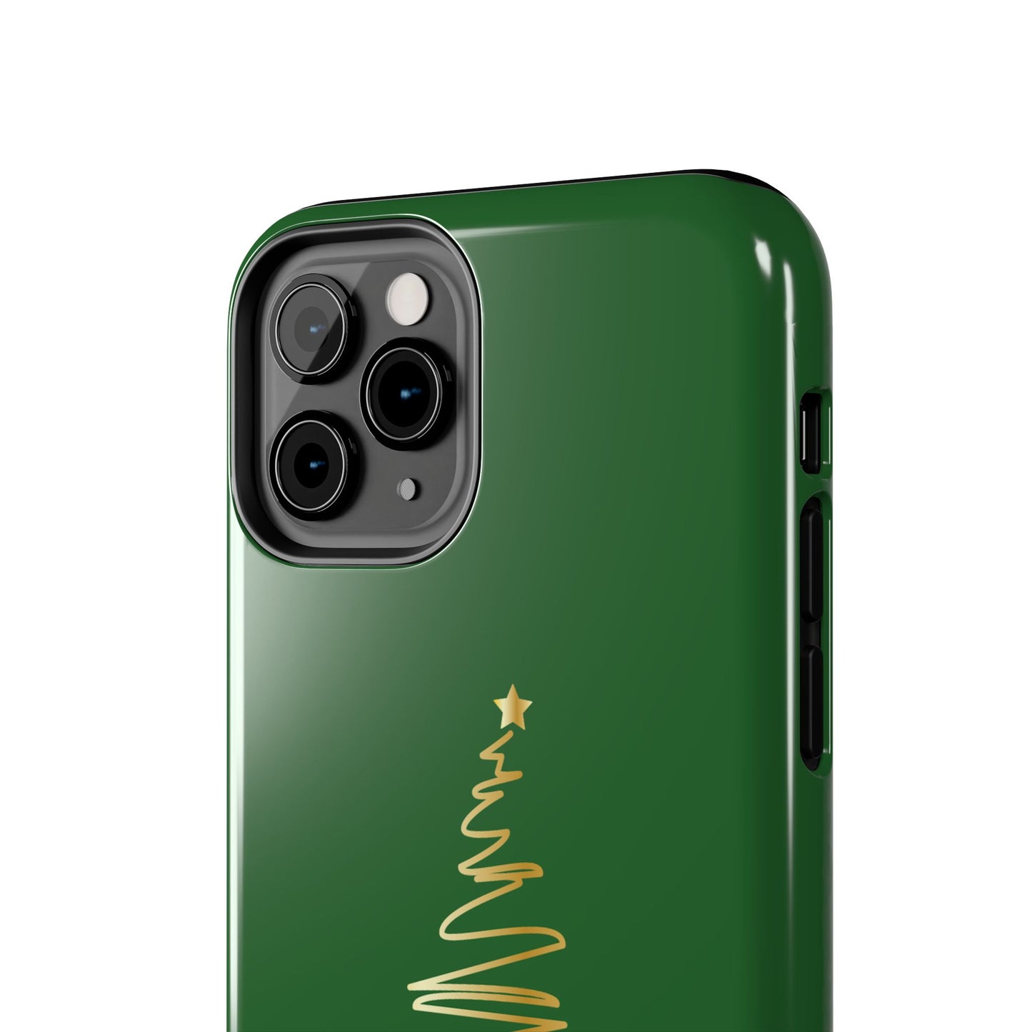 Personalized Christmas Tree Phone Case- Green and Gold