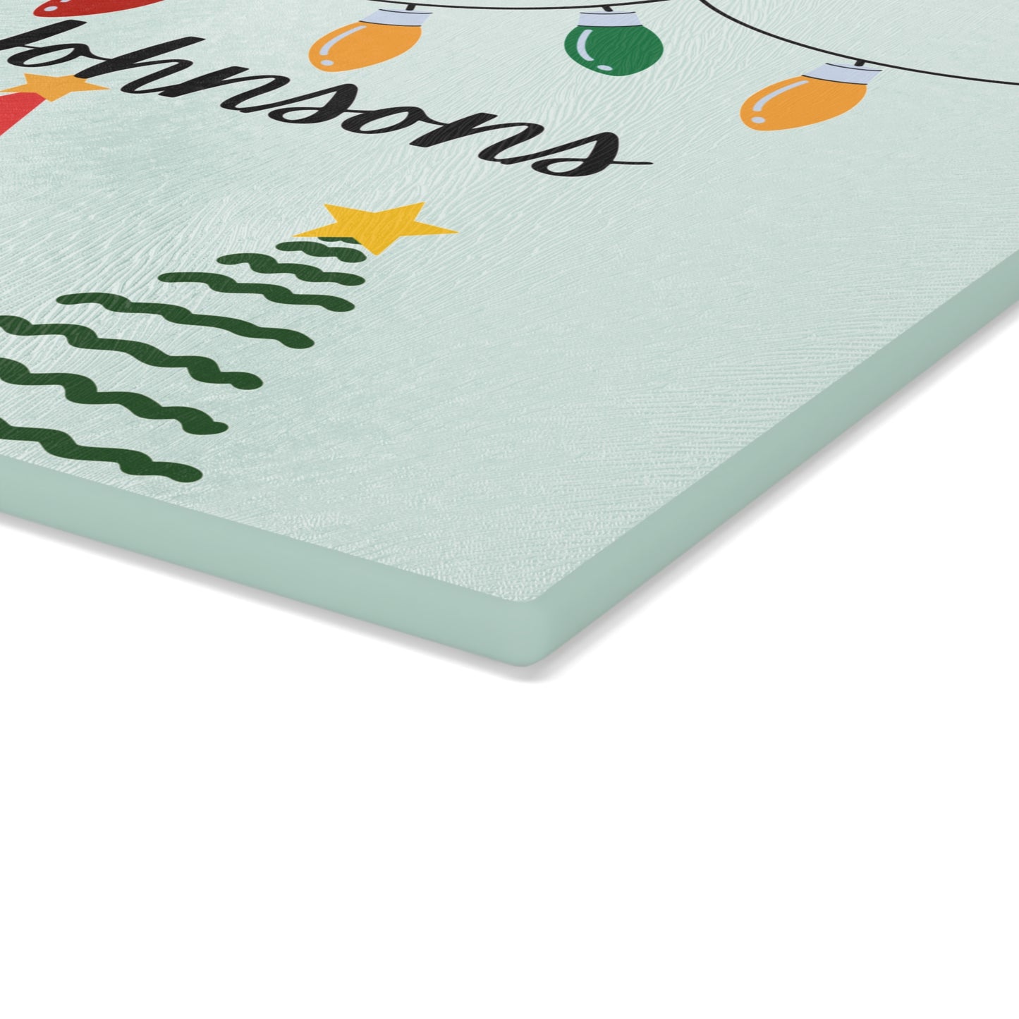 Personalized Holiday Glass Cutting Board with Festive Tree Design - Perfect for Christmas Gatherings