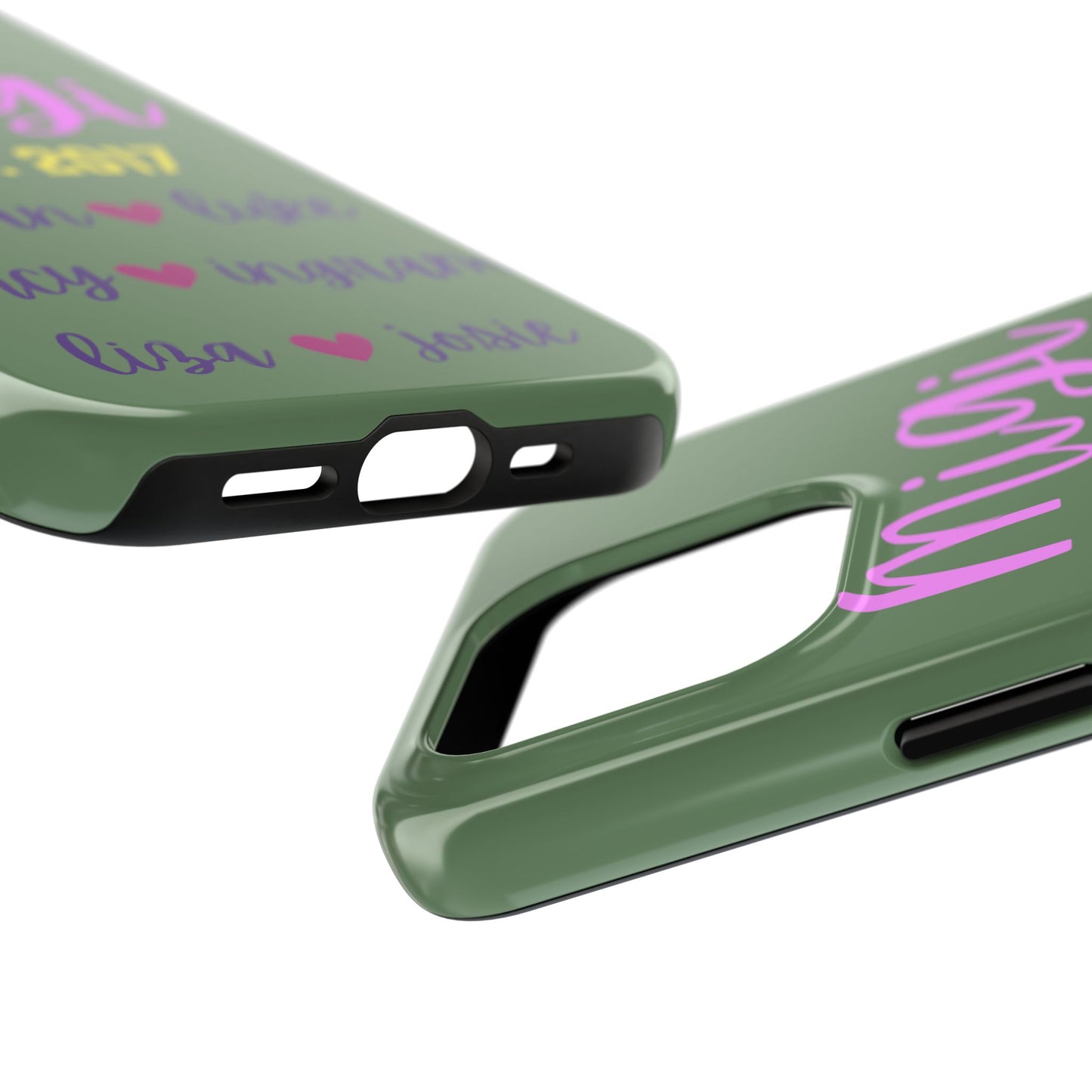 Personalized Tough Phone Case - Custom Name Design with Hearts | Perfect Gift for Family and Friends