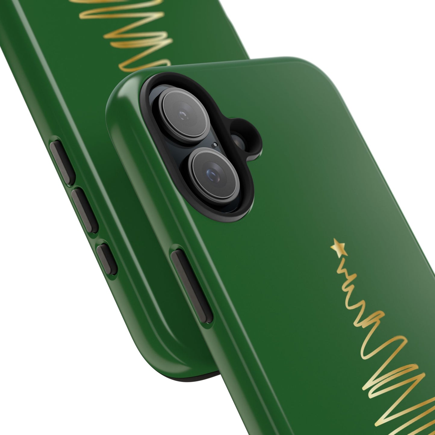 Personalized Christmas Tree Phone Case- Green and Gold