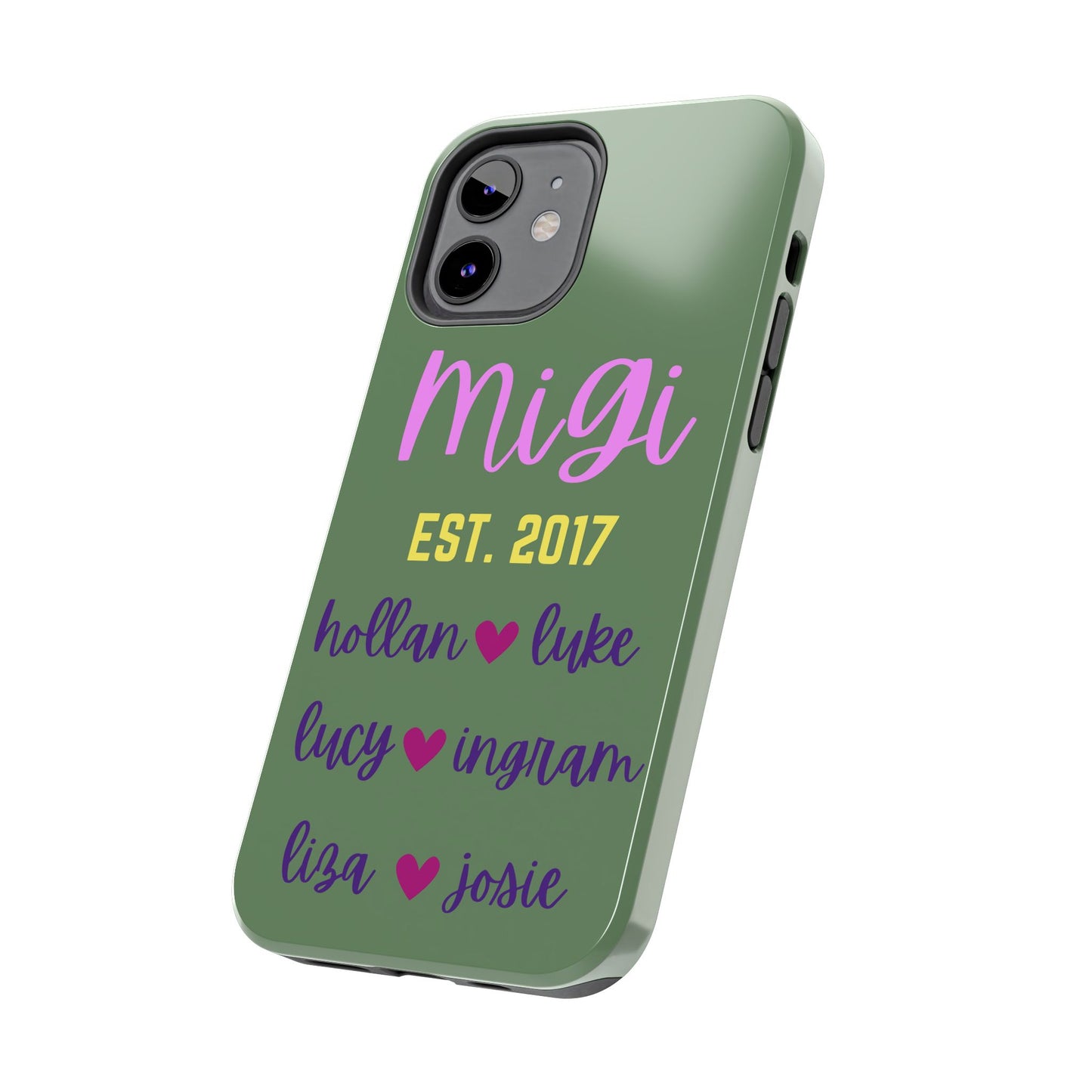 Personalized Tough Phone Case - Custom Name Design with Hearts | Perfect Gift for Family and Friends