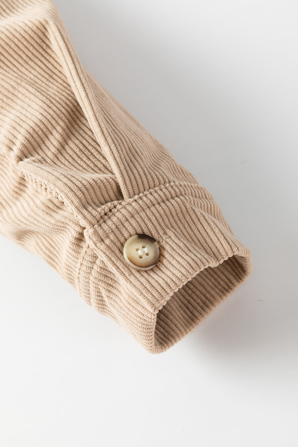 Khaki Corduroy Colorblock Button up Loose Shacket