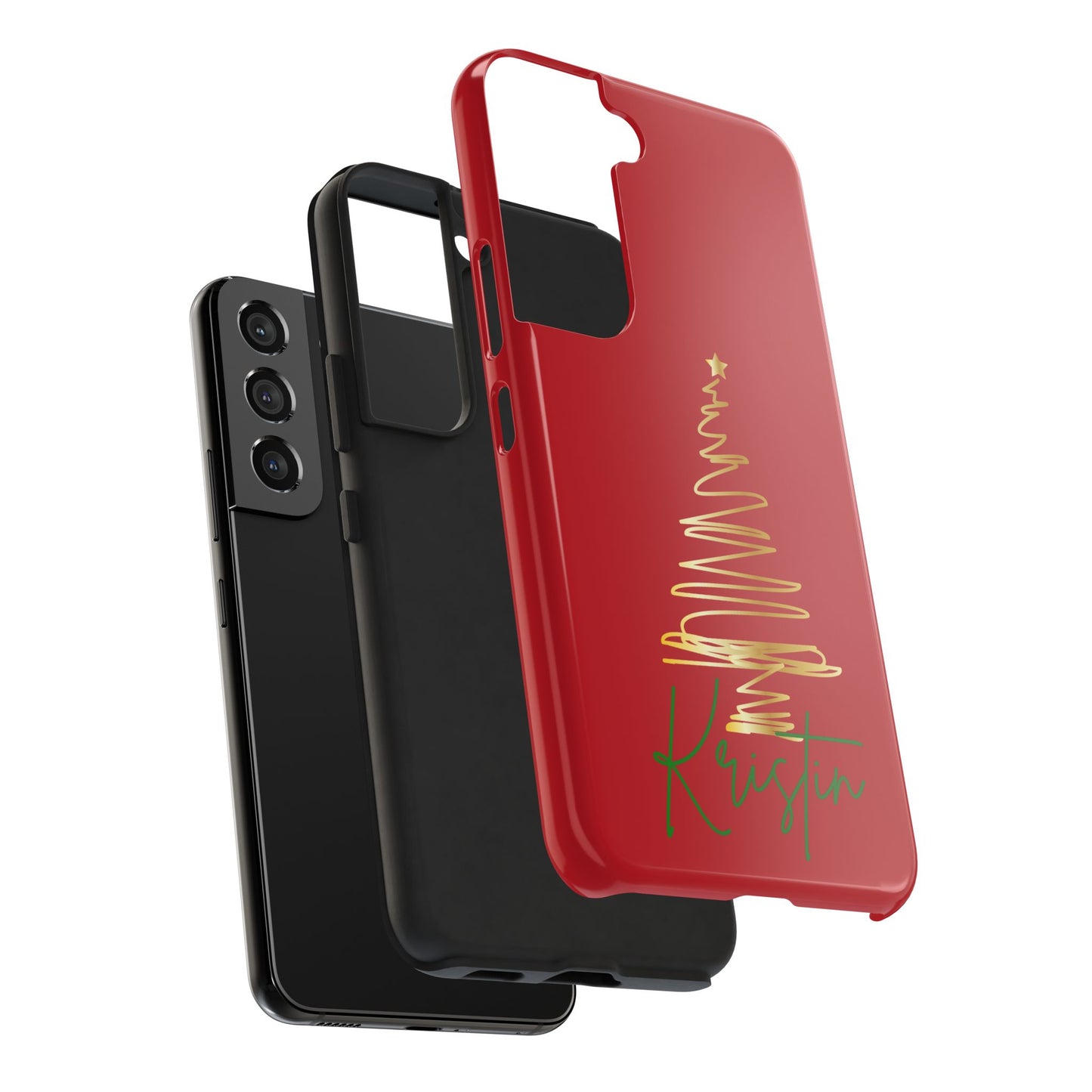 Personalized Christmas Phone Case - Red and Gold