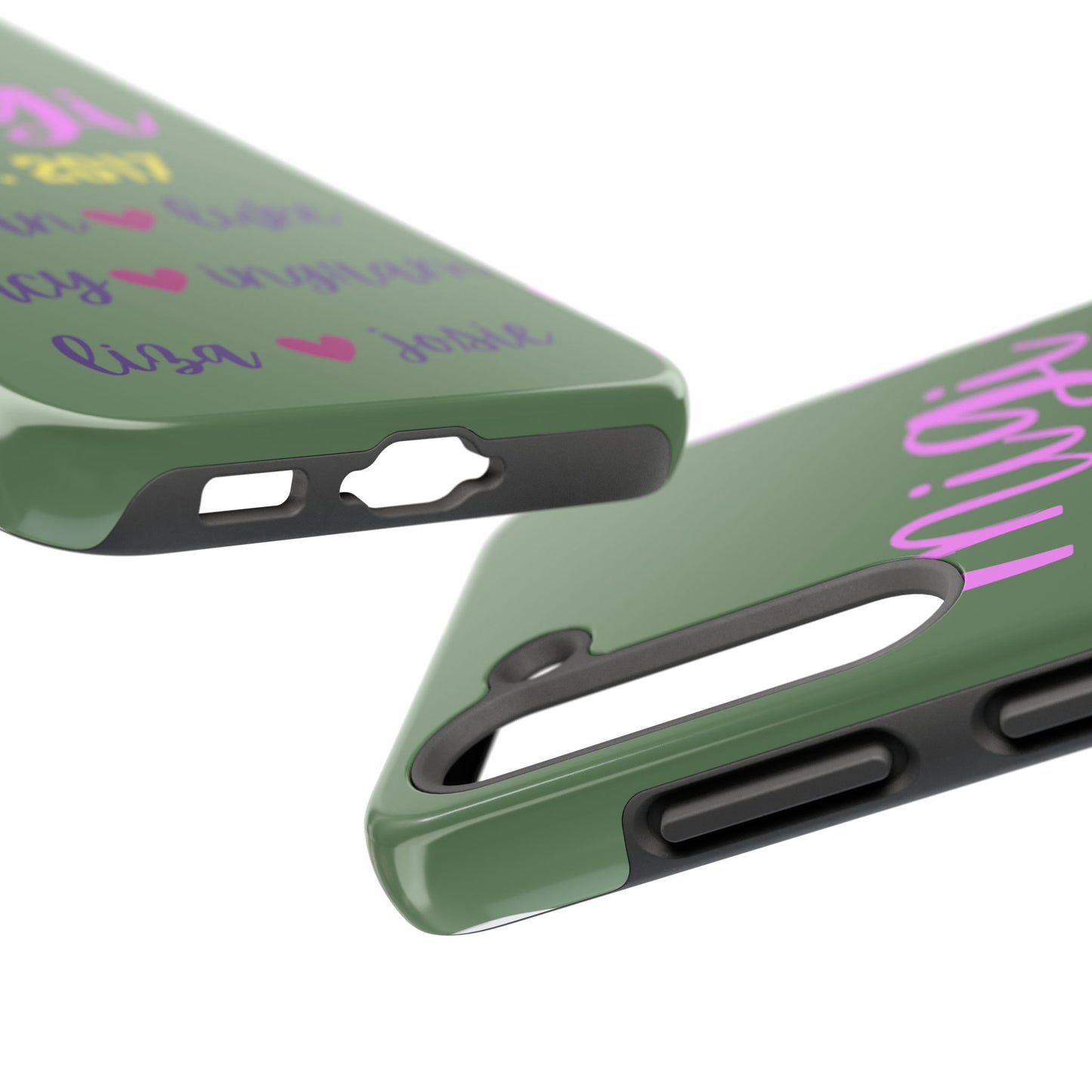 Personalized Tough Phone Case - Custom Name Design with Hearts | Perfect Gift for Family and Friends