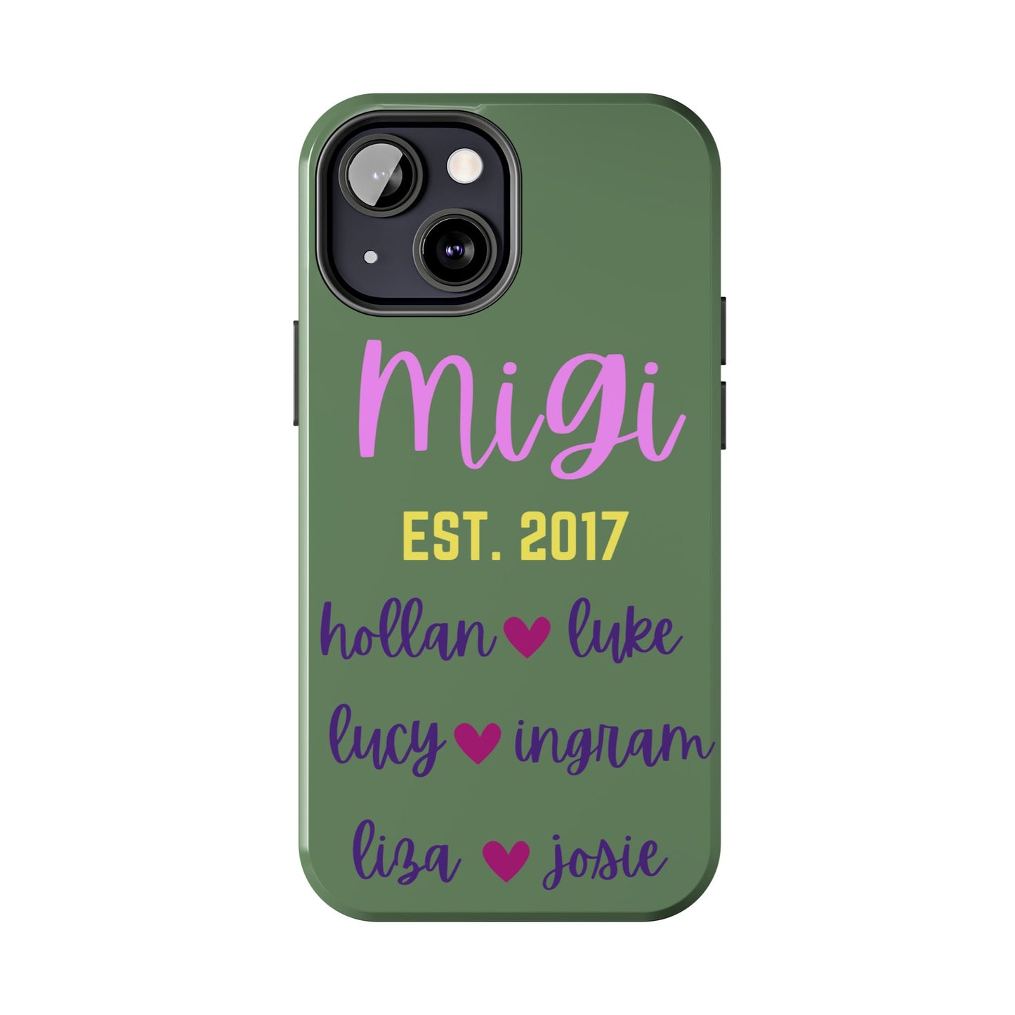 Personalized Tough Phone Case - Custom Name Design with Hearts | Perfect Gift for Family and Friends