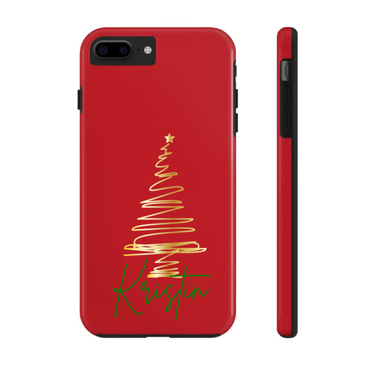 Personalized Christmas Phone Case - Red and Gold