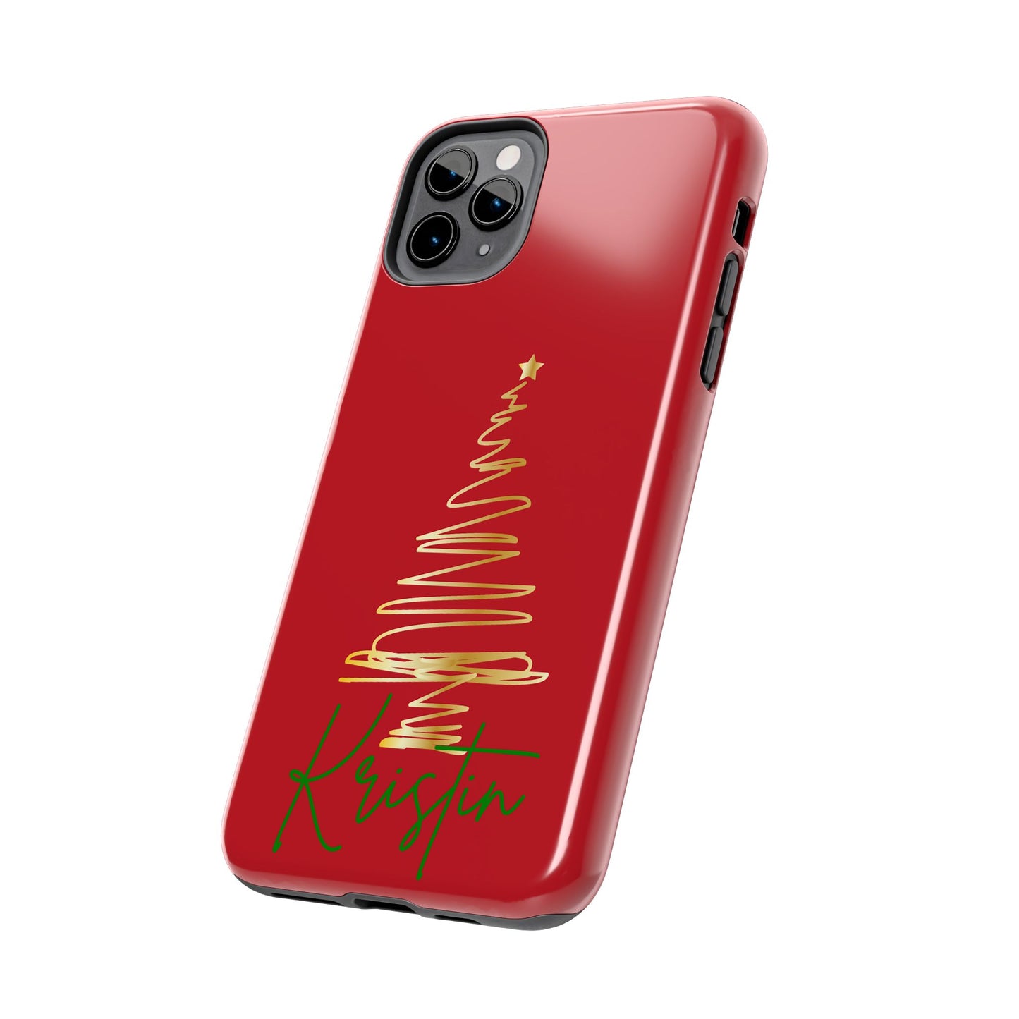 Personalized Christmas Phone Case - Red and Gold