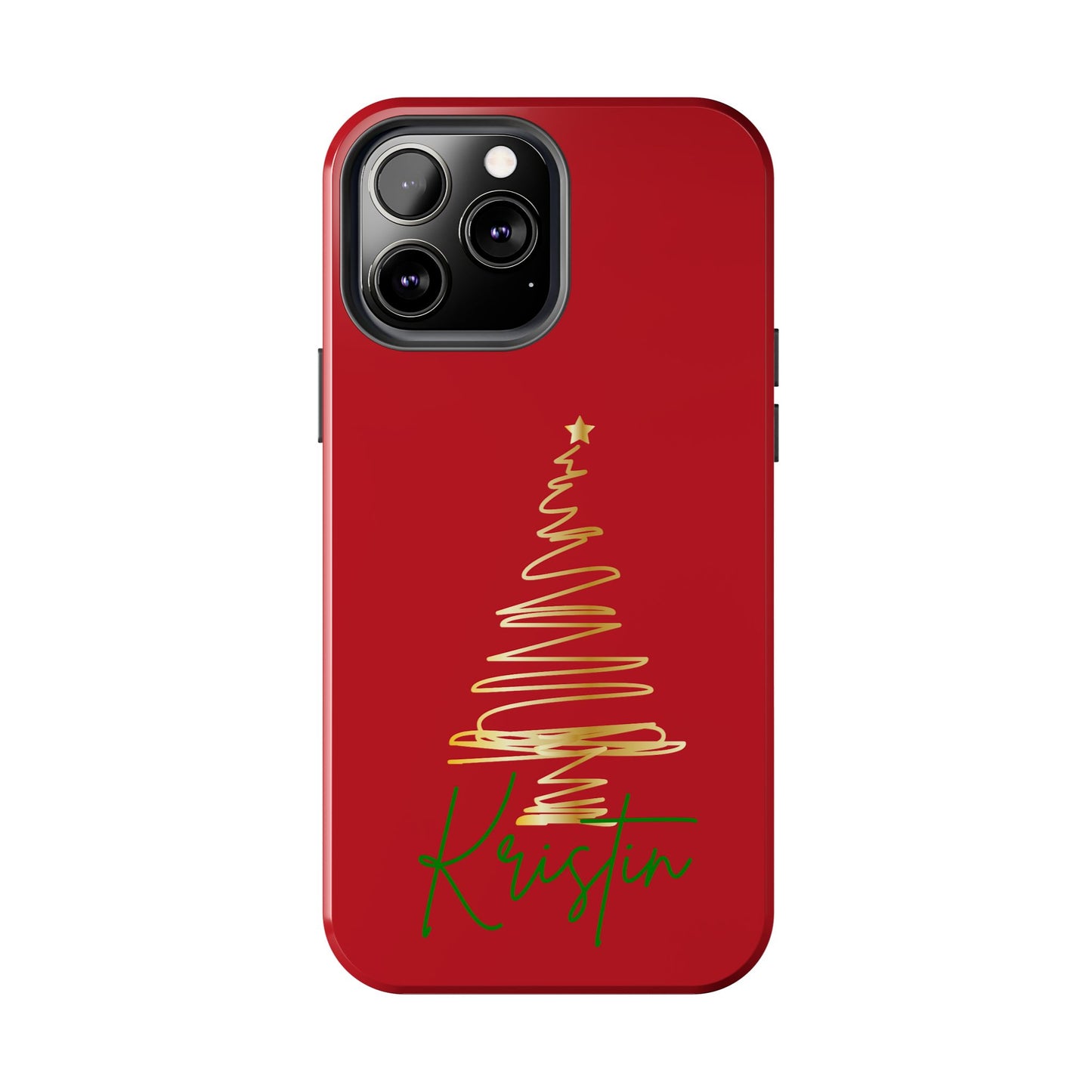 Personalized Christmas Phone Case - Red and Gold