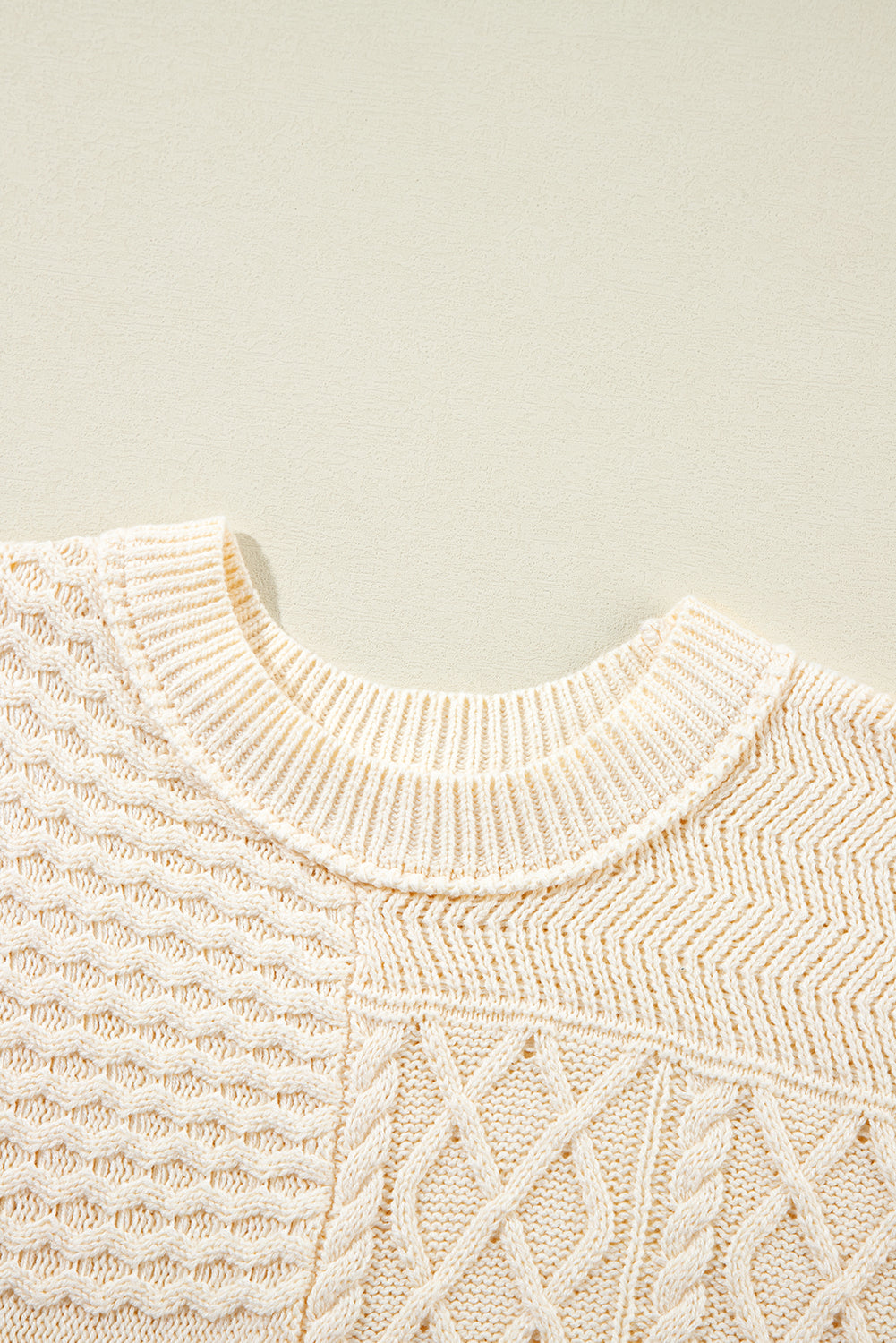 Beige Cable Knit Dolman Armholes Sweater Tank