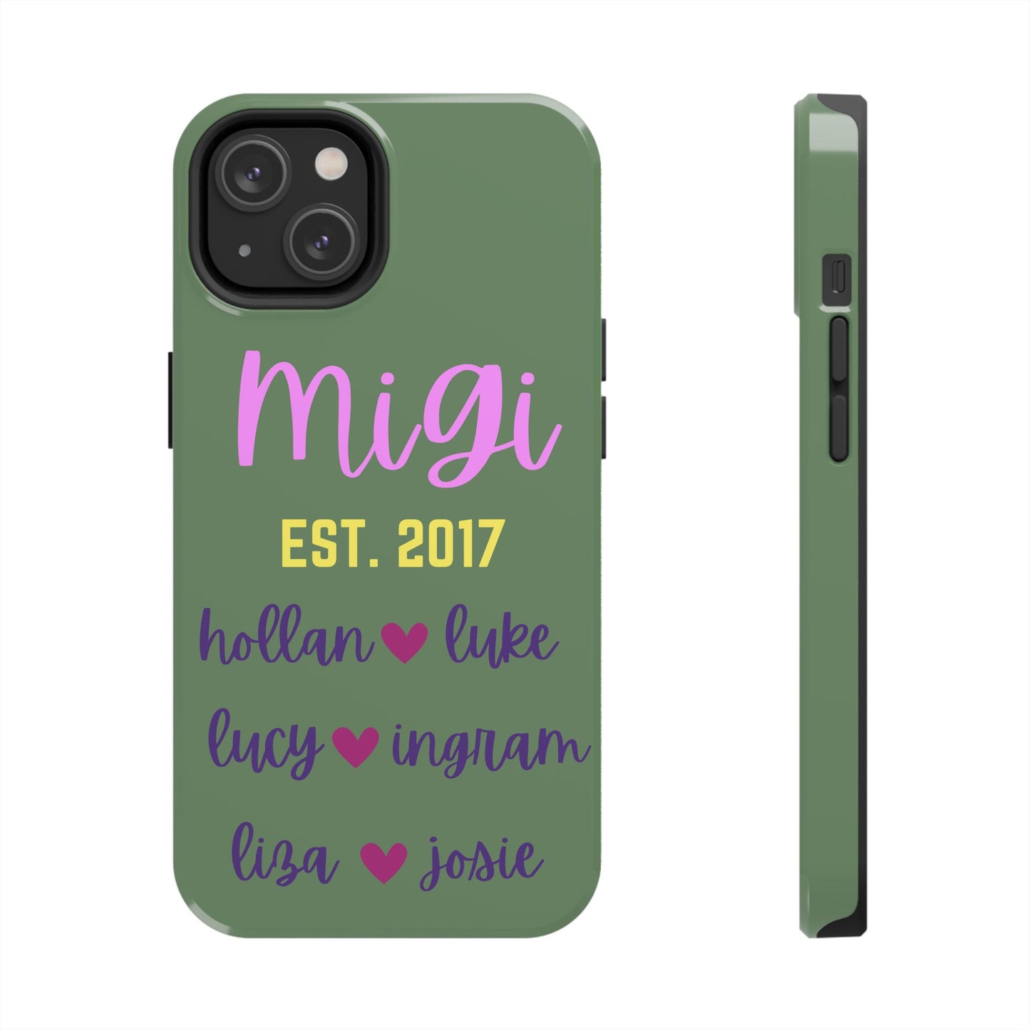 Personalized Tough Phone Case - Custom Name Design with Hearts | Perfect Gift for Family and Friends