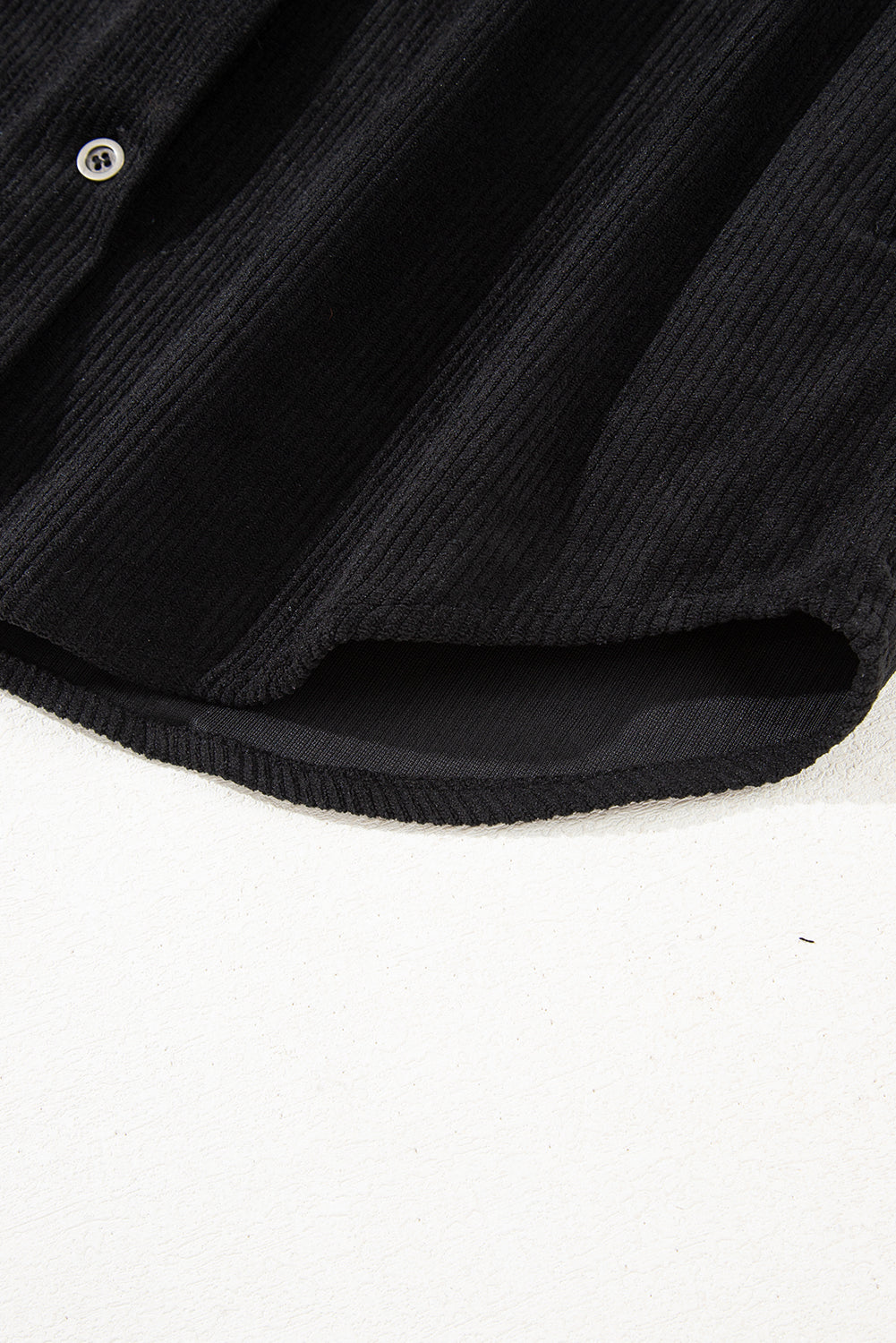 Blue Corduroy Shirt Style Full Button Long Sleeve Shift Mini Dress