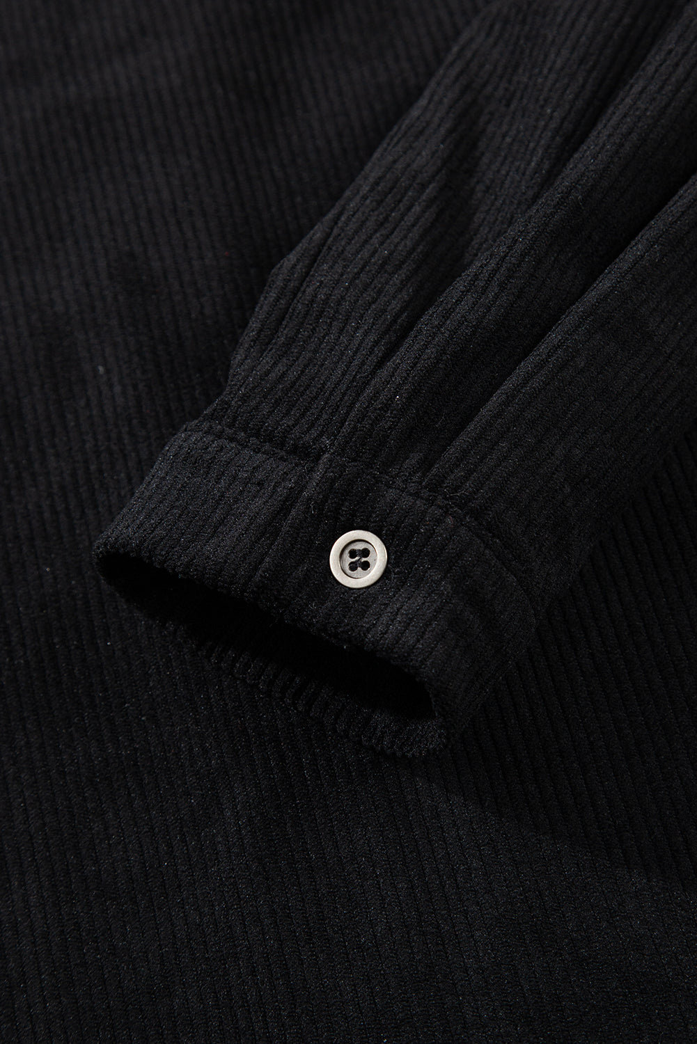 Blue Corduroy Shirt Style Full Button Long Sleeve Shift Mini Dress