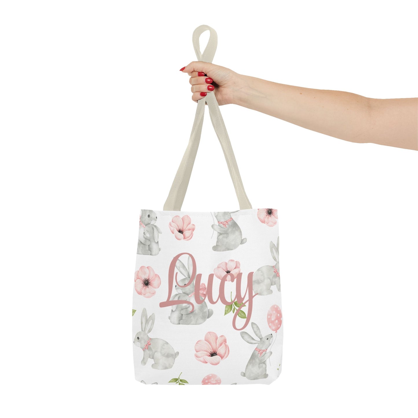 Personalized Bunny Floral Tote Bag - Customizable Tote Bag for Everyday Use