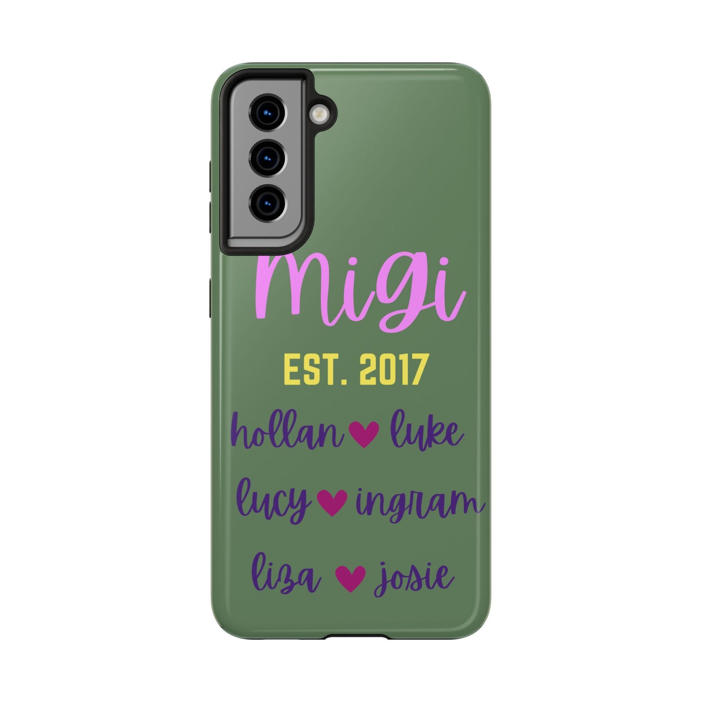 Personalized Tough Phone Case - Custom Name Design with Hearts | Perfect Gift for Family and Friends