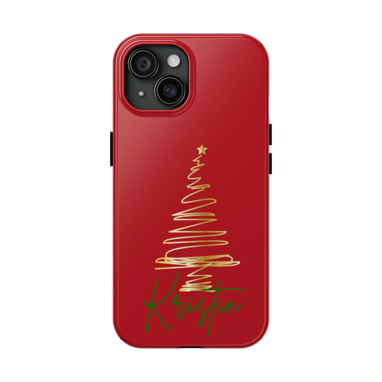 Personalized Christmas Phone Case - Red and Gold