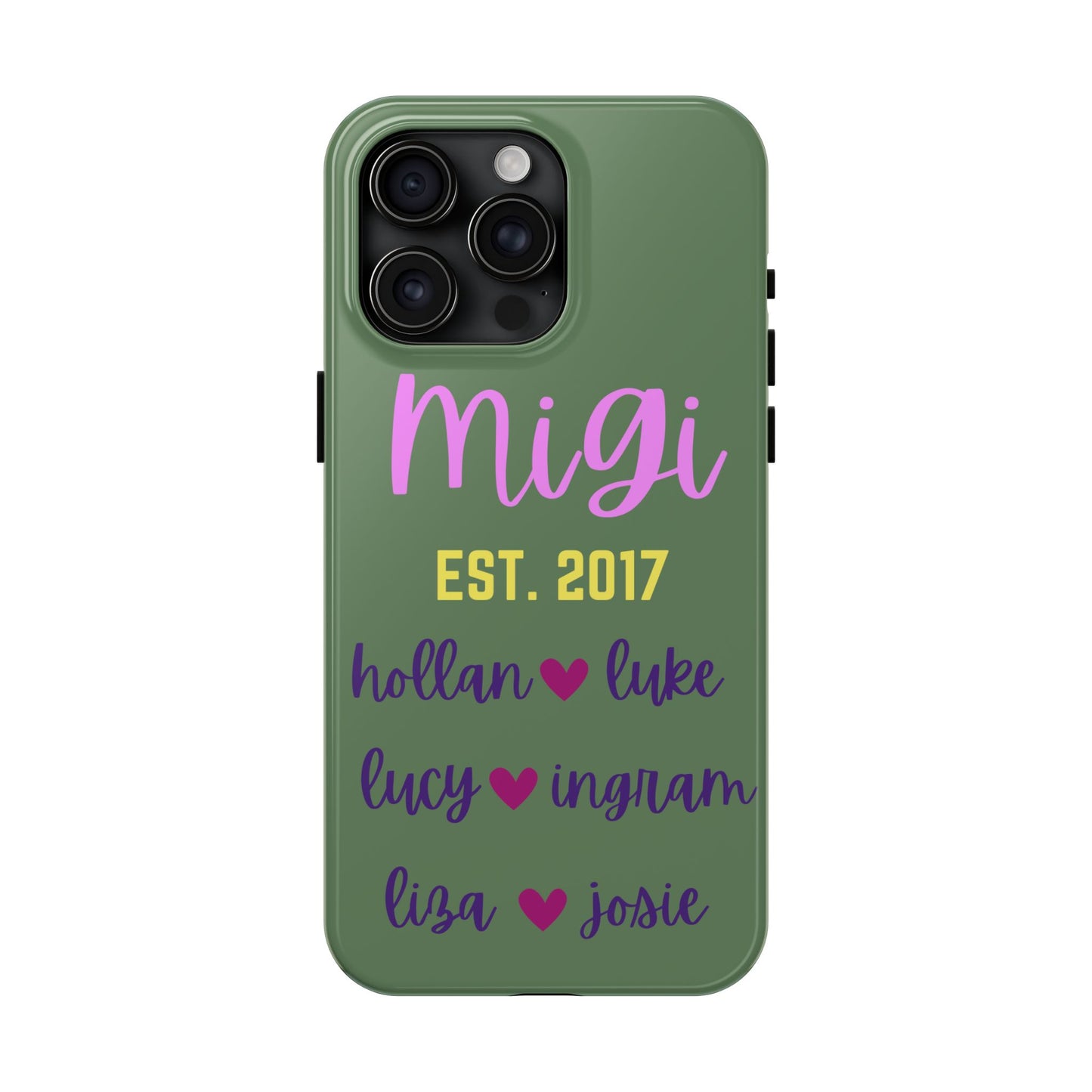 Personalized Tough Phone Case - Custom Name Design with Hearts | Perfect Gift for Family and Friends