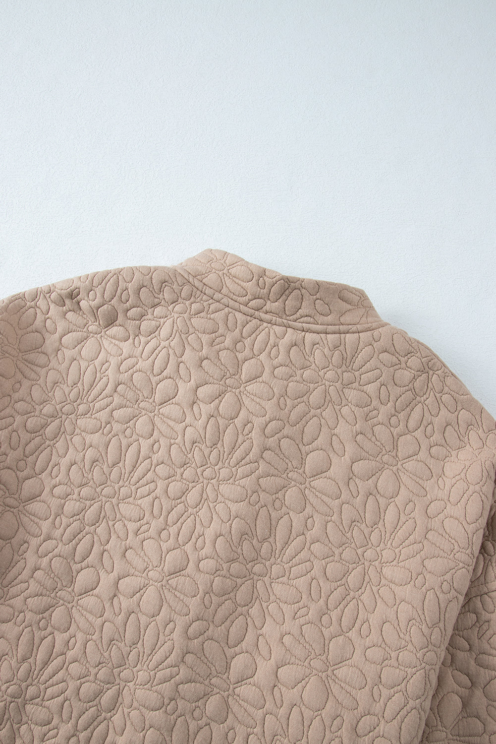 Light French Beige Floral Quilted Jacket